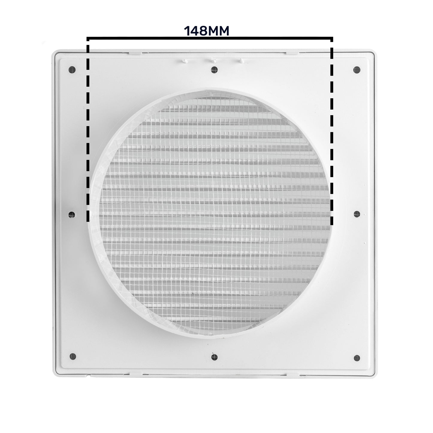 White Louvre Vent DL/150 RW LUX with Insect Mesh
