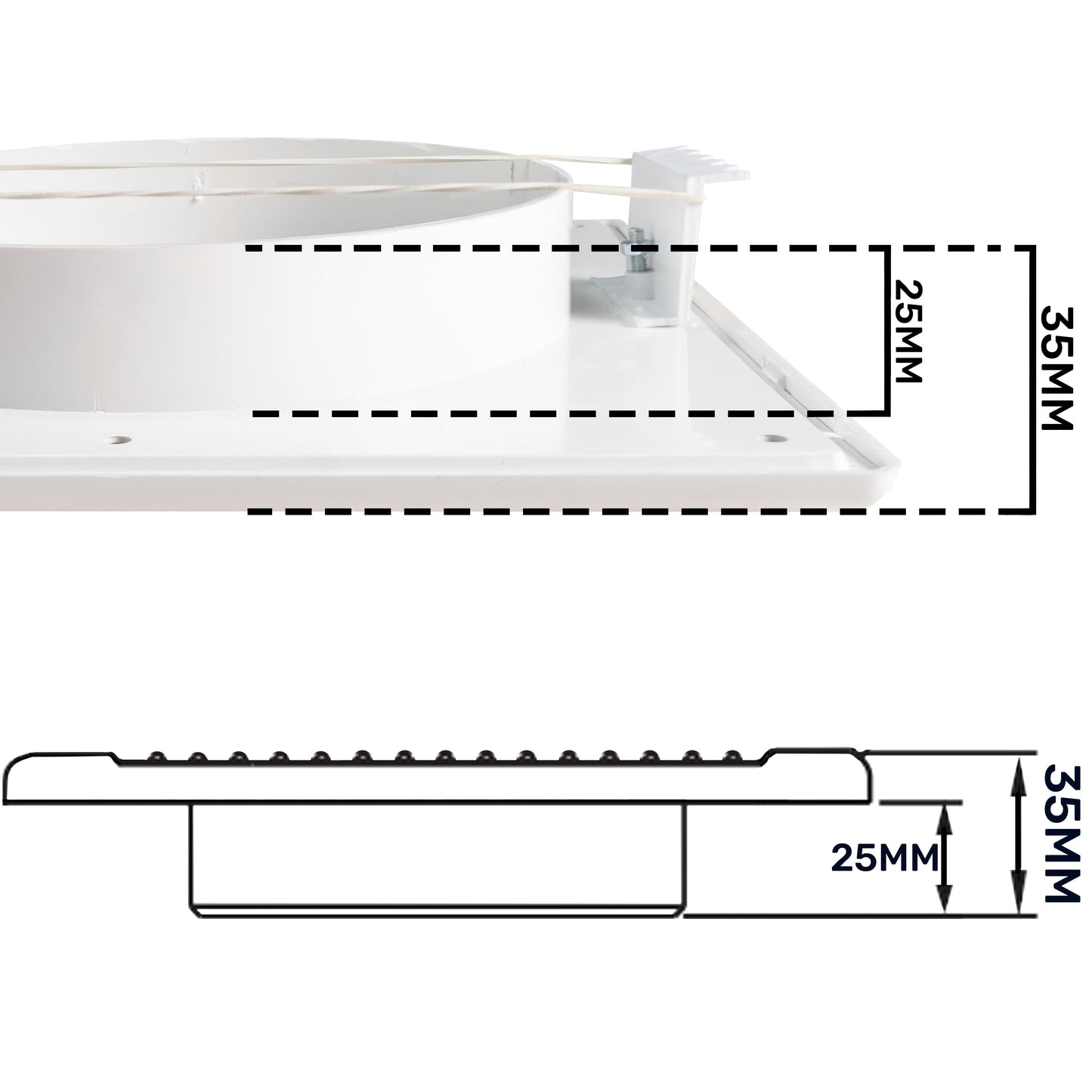 White Louvre Vent DL/150 RW LUX with Insect Mesh