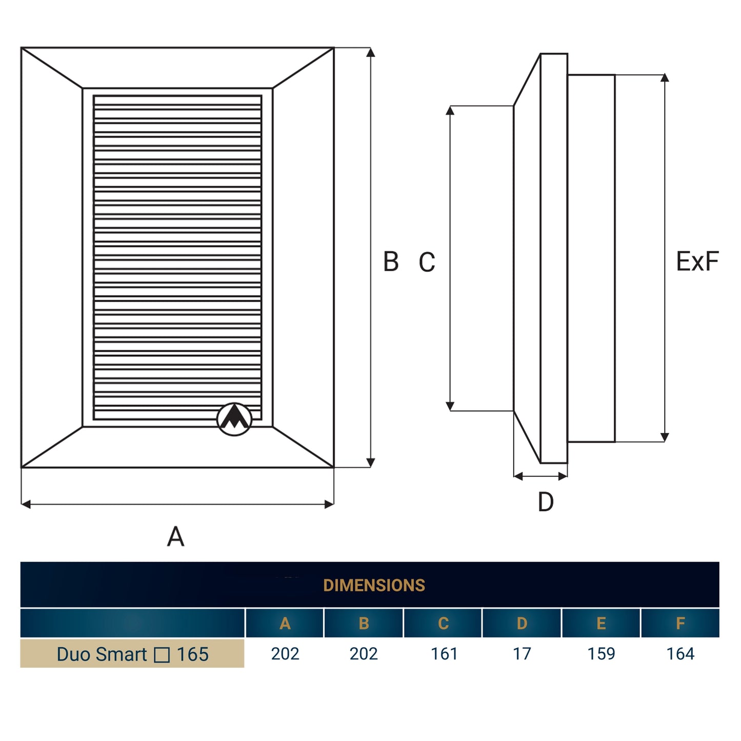 White Duo Smart Louvre Vent 165 with Insect Mesh