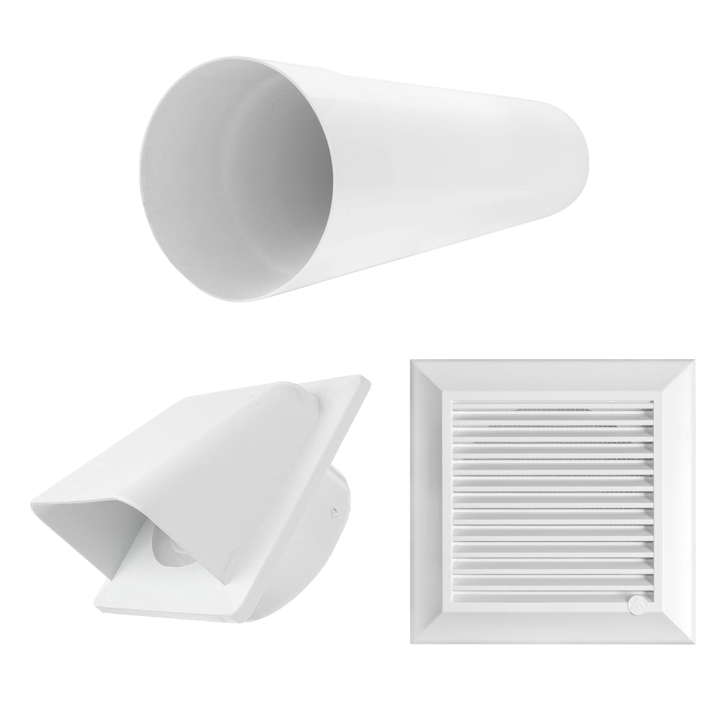 Duo Smart DS4178 Through-Wall Vent Set with Internal Grille and White External Cover