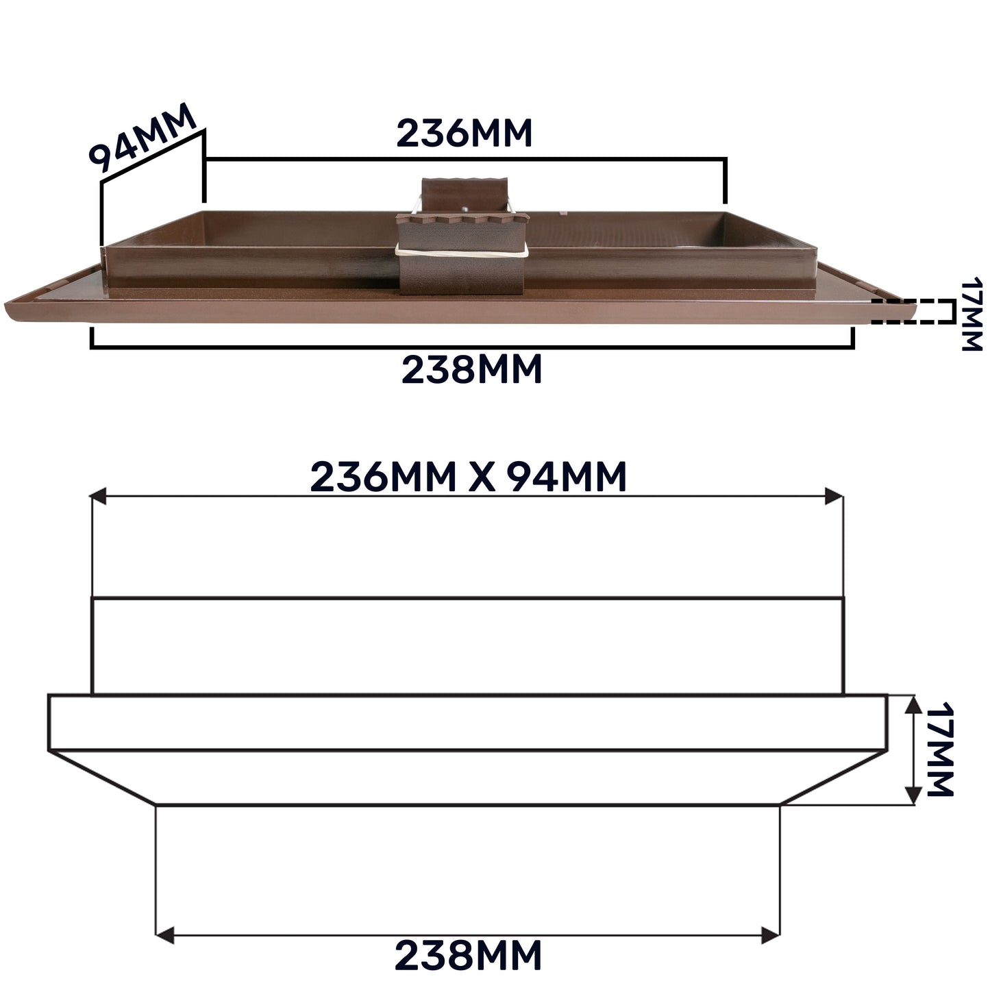 Brown Duo Smart Louvre Vent 90mm x 240mm with Insect Mesh