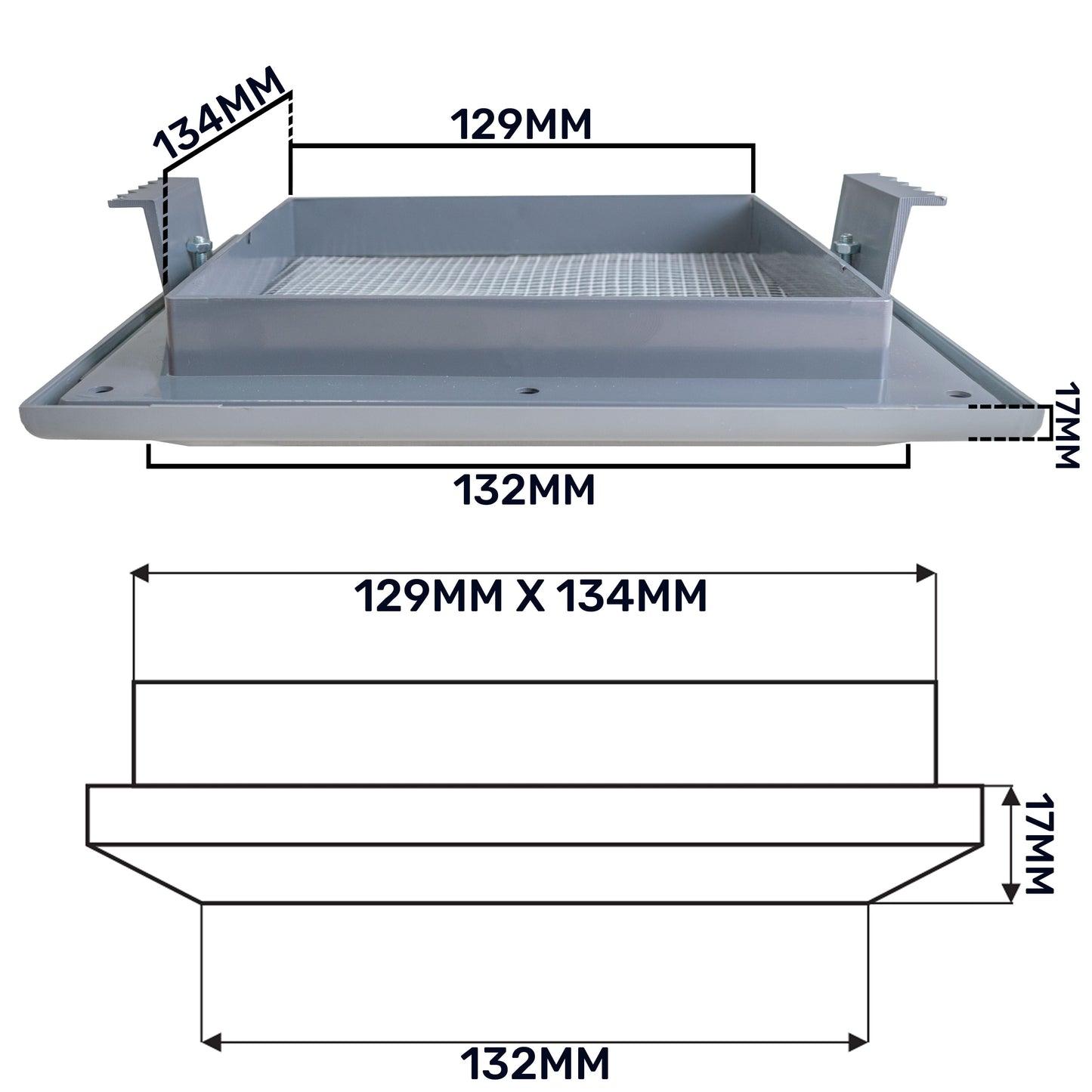 Graphite Duo Smart Louvre Vent 135G 135mm with Insect Mesh