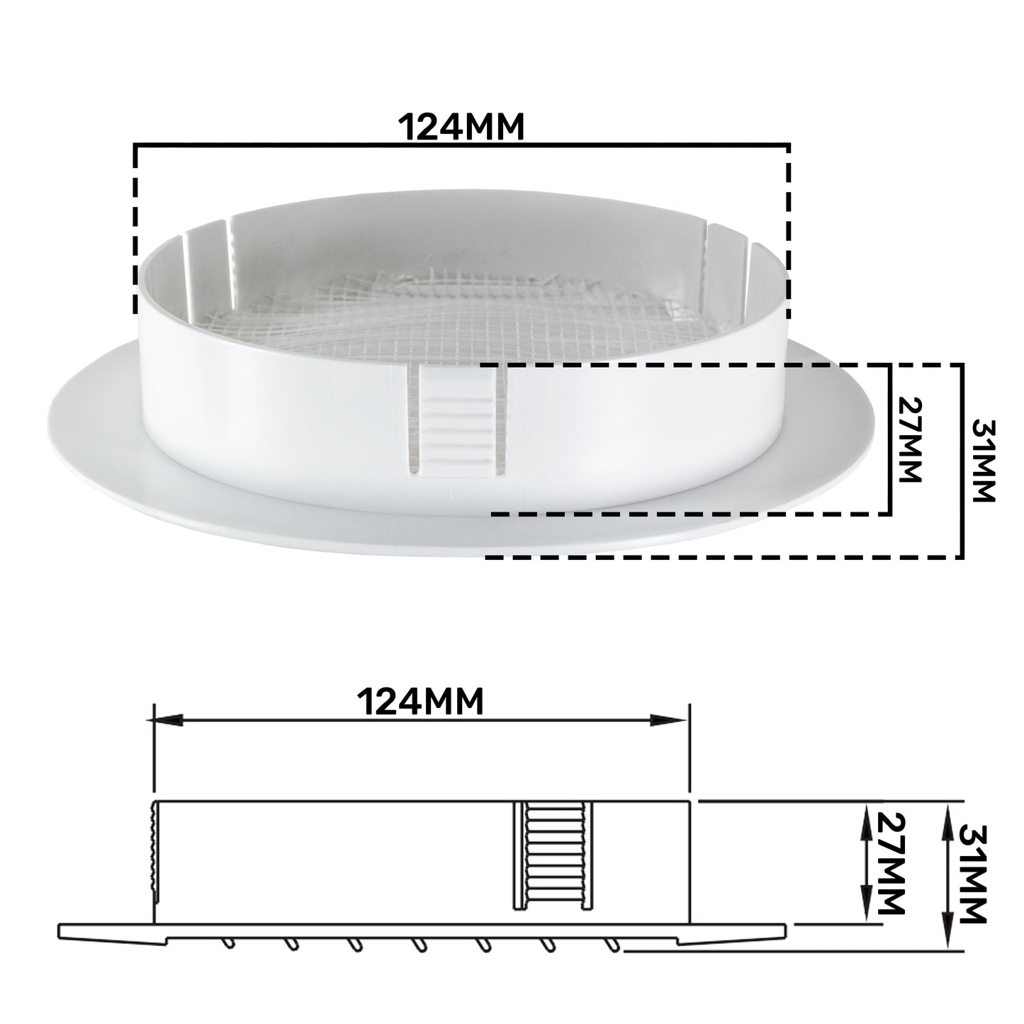 KRO 125 Model Louvre Vent with Insect Mesh