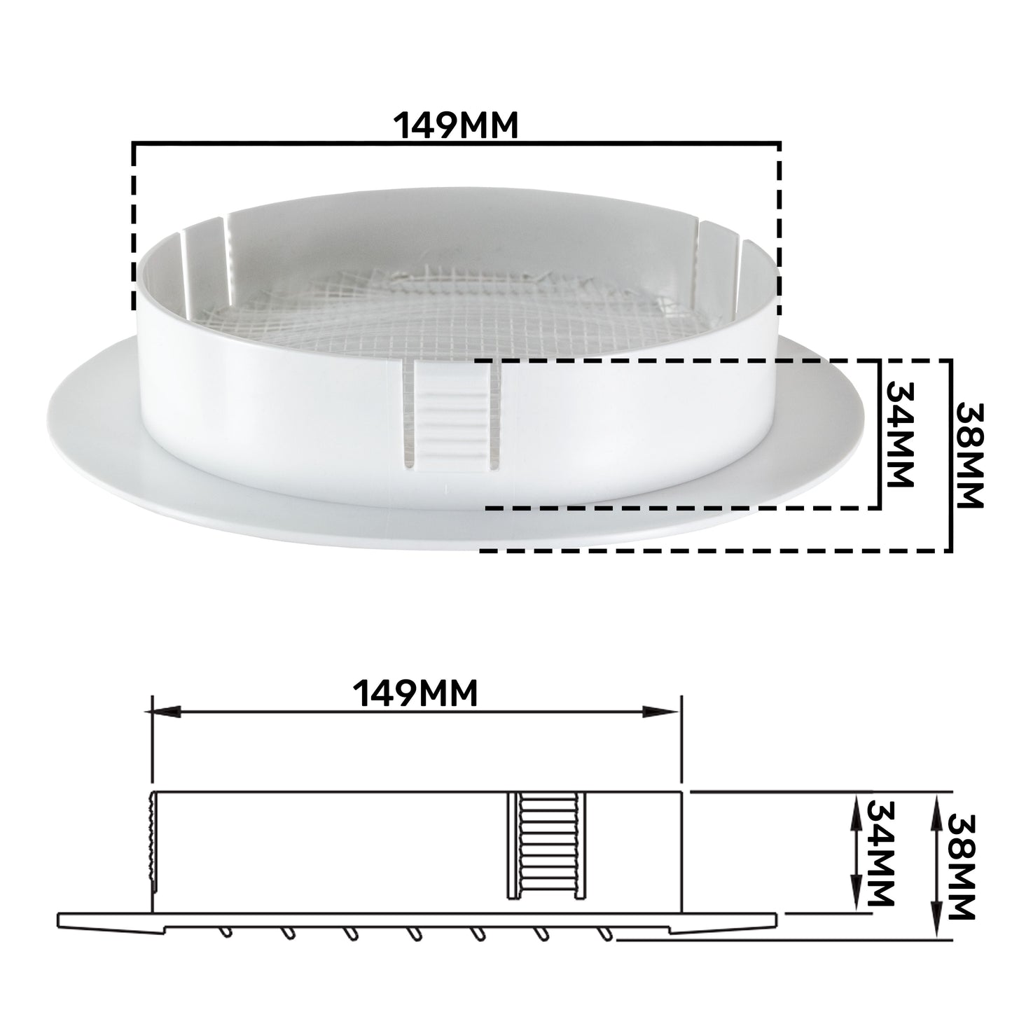 KRO 150 Model Louvre Vent with Insect Mesh