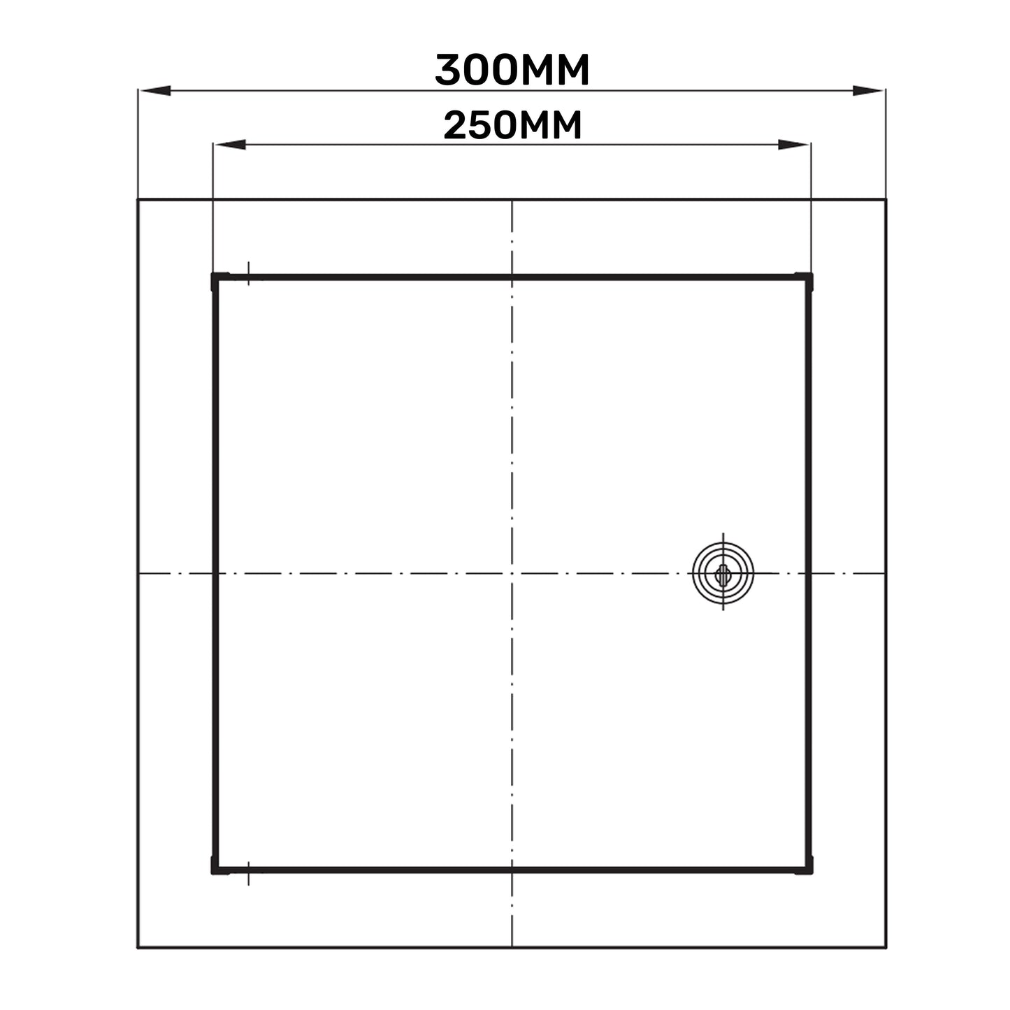 White Metal Access Door Panel with Lock 250mm x 300mm