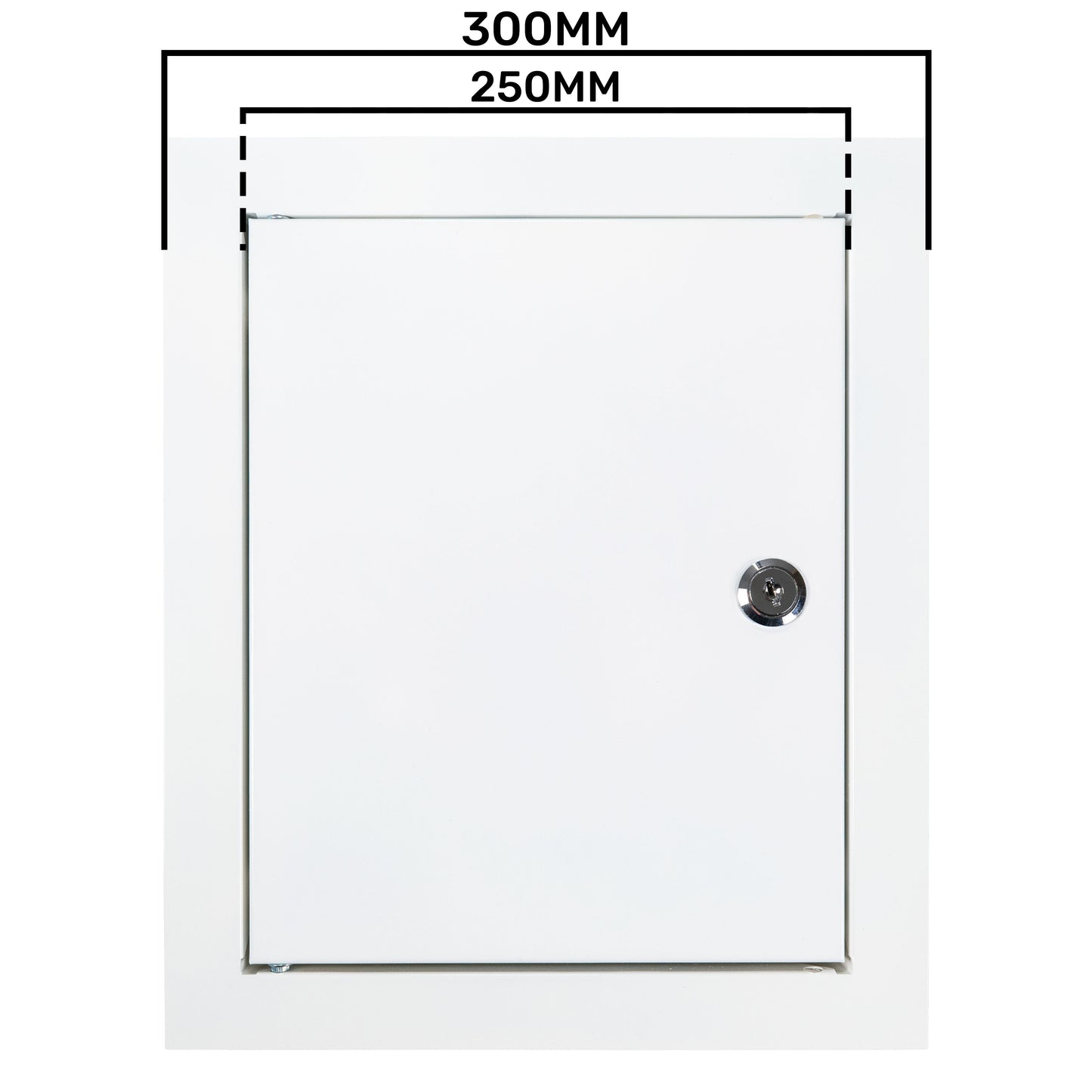 White Metal Access Door Panel with Lock 250mm x 300mm