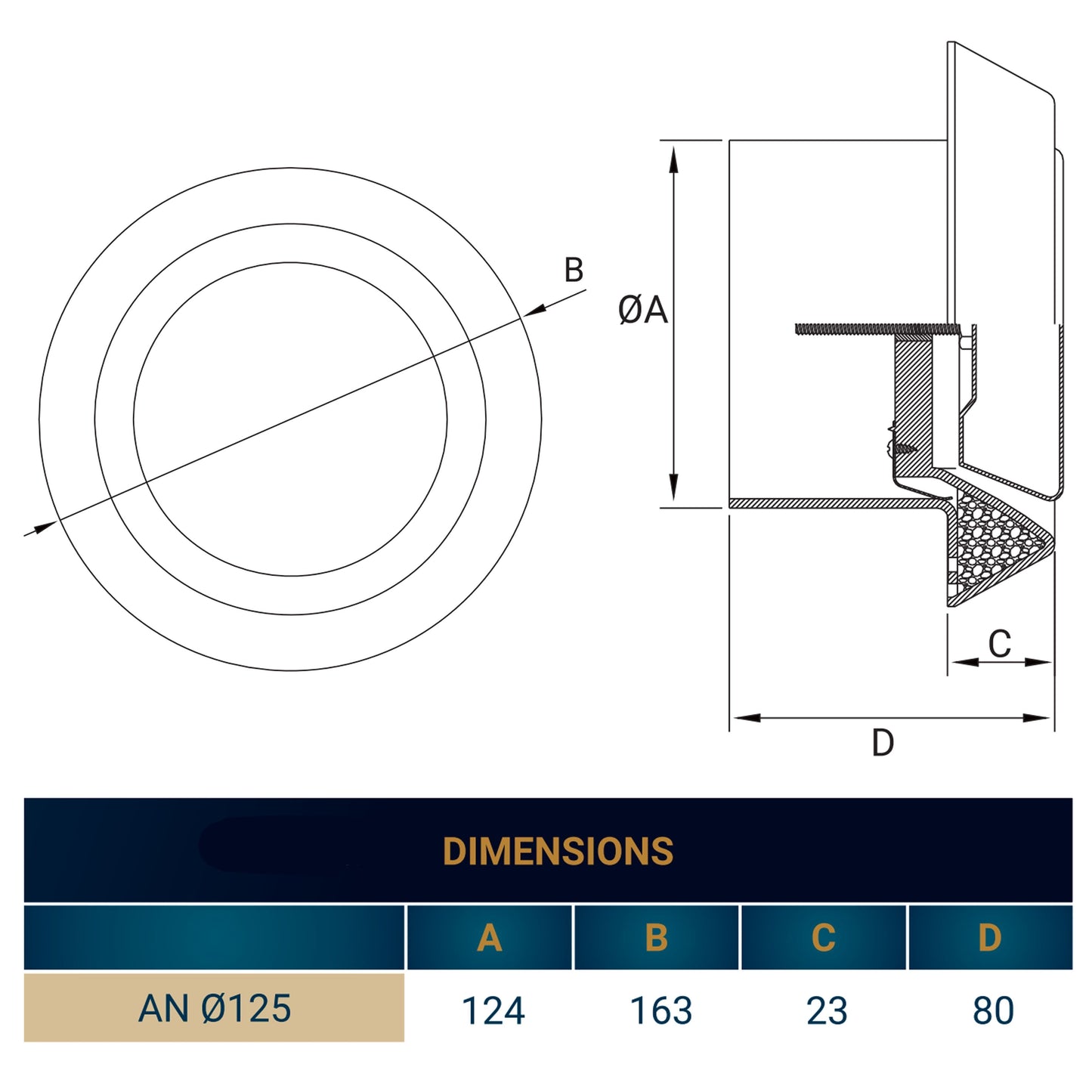 125mm ABS White Ceiling Extractor Valve