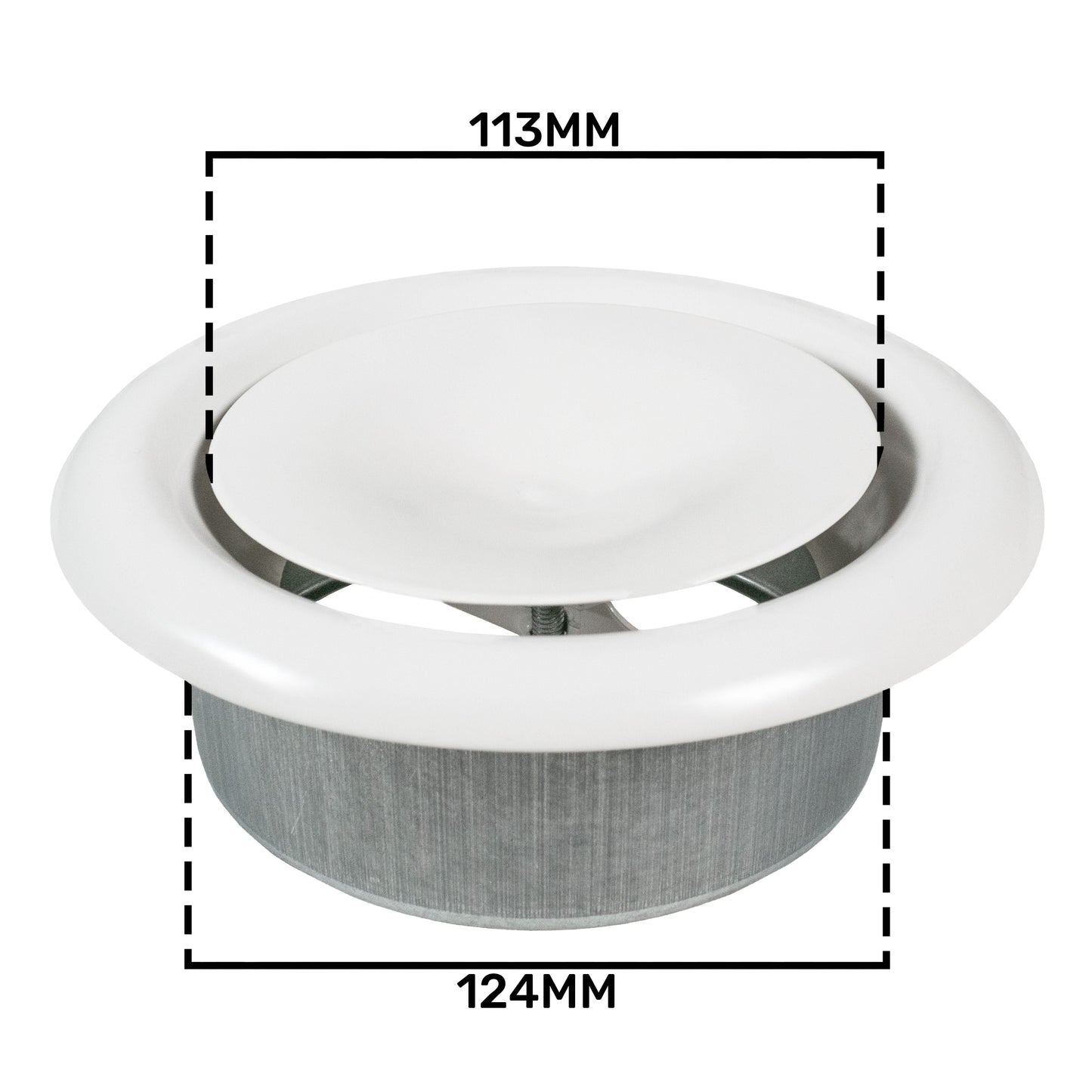 Anemostat SV White Metal Ceiling Extract Valve 125mm