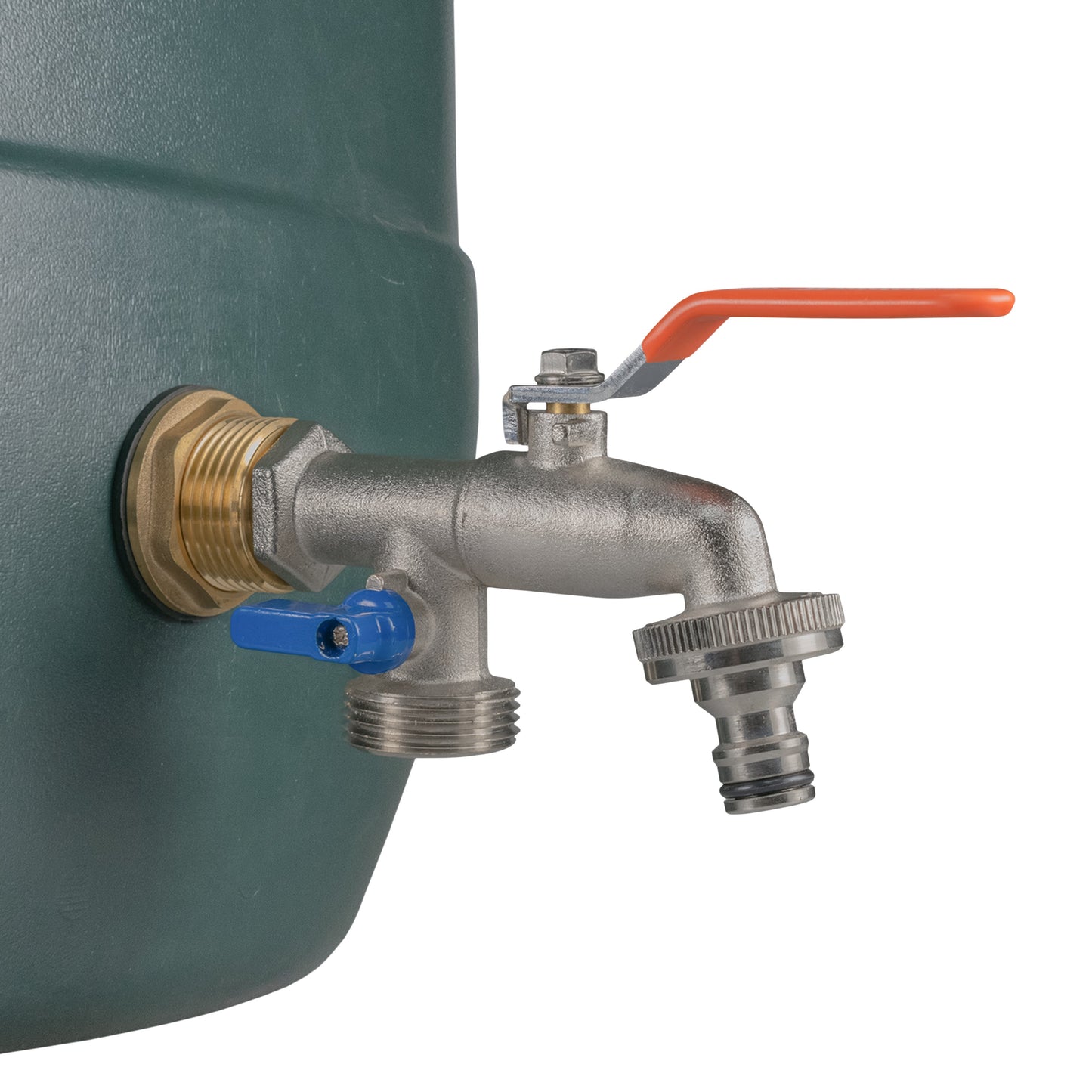 3/4" Brass Water Butt Set with Twin Outlet Tap and Drill Bit