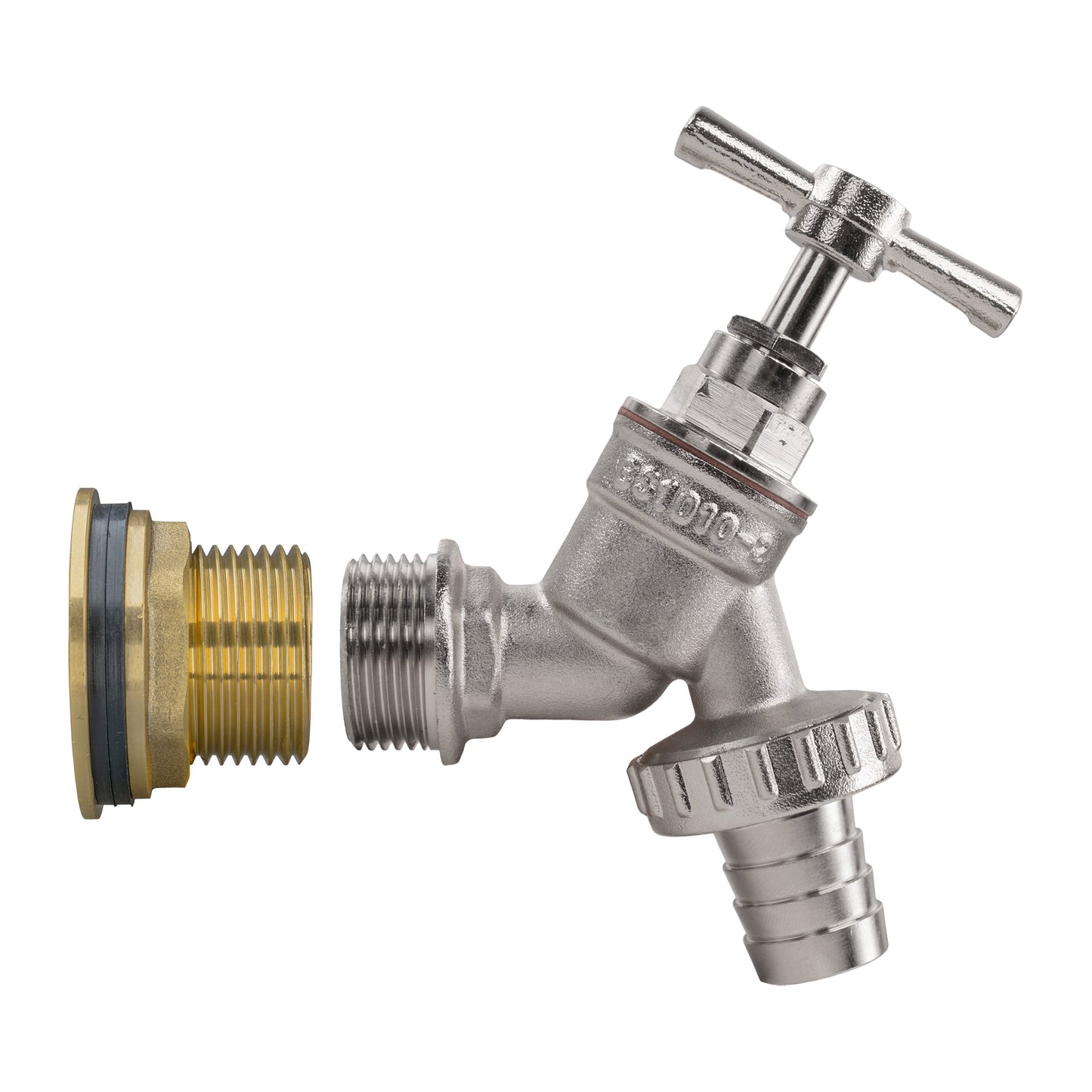 3/4" Brass Water Butt Set with Nickel-Plated Barbed Hose Tap & Drill Bit