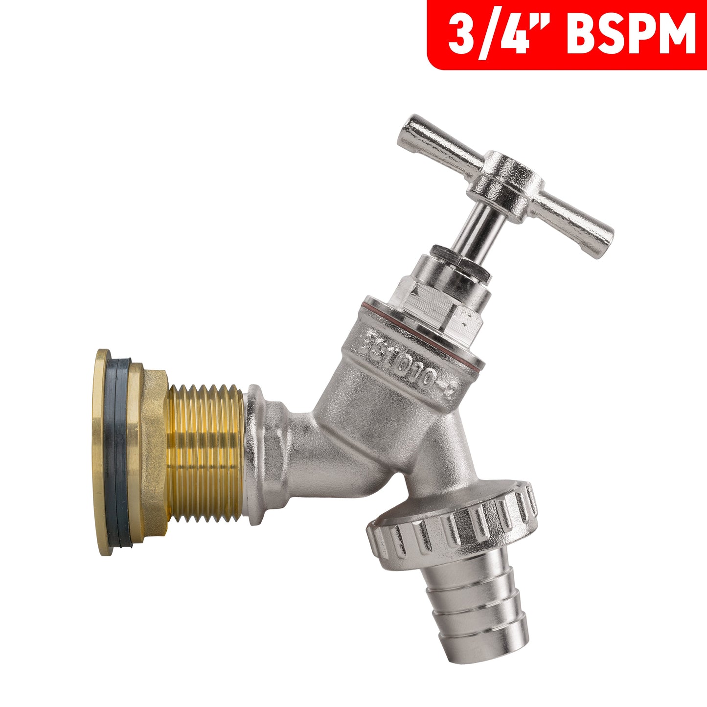 3/4" Brass Water Butt Set with Nickel-Plated Barbed Hose Tap & Drill Bit