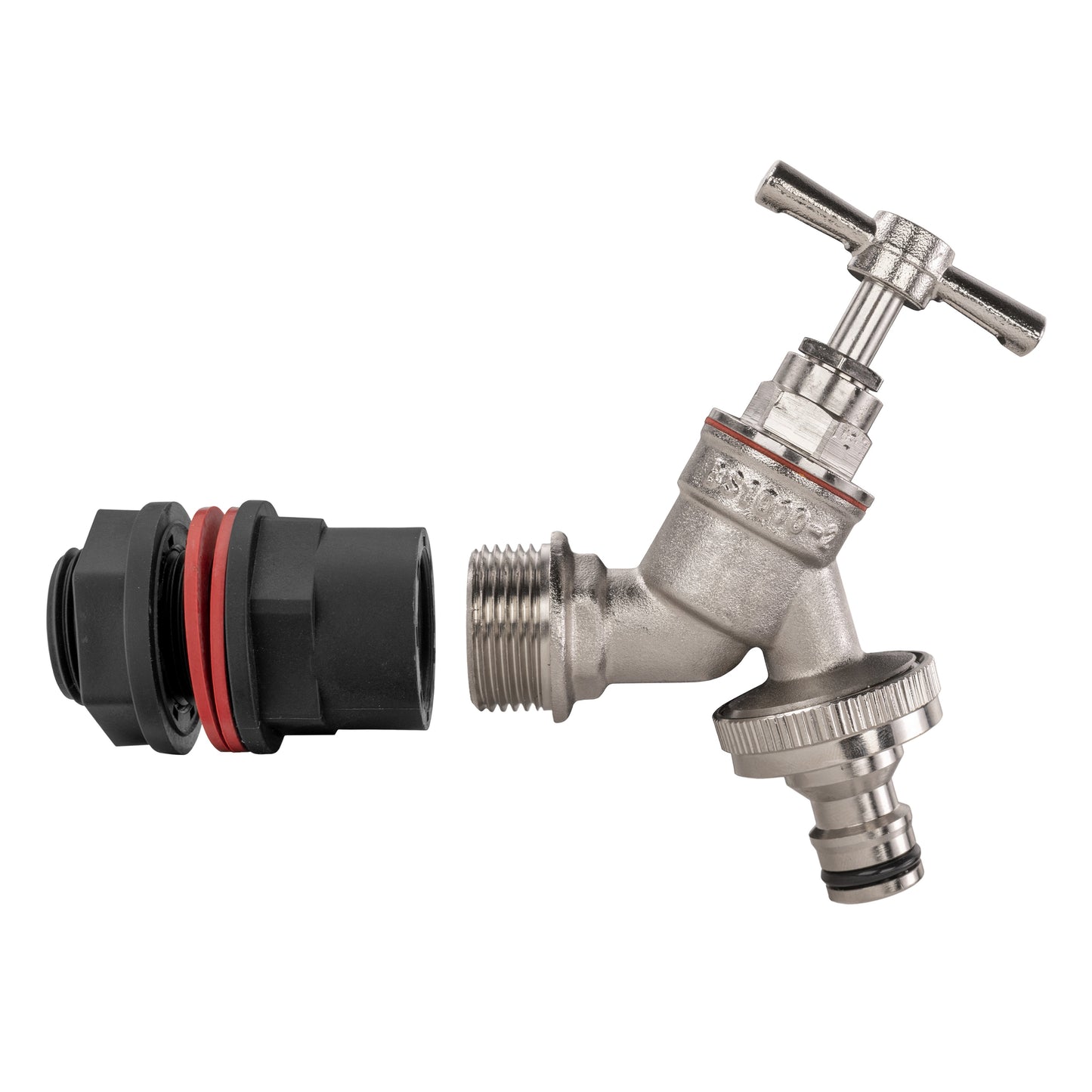 ½" Water Butt Set with Nickel-Plated Tap & Quick-Connect Outlet + Drill Bit