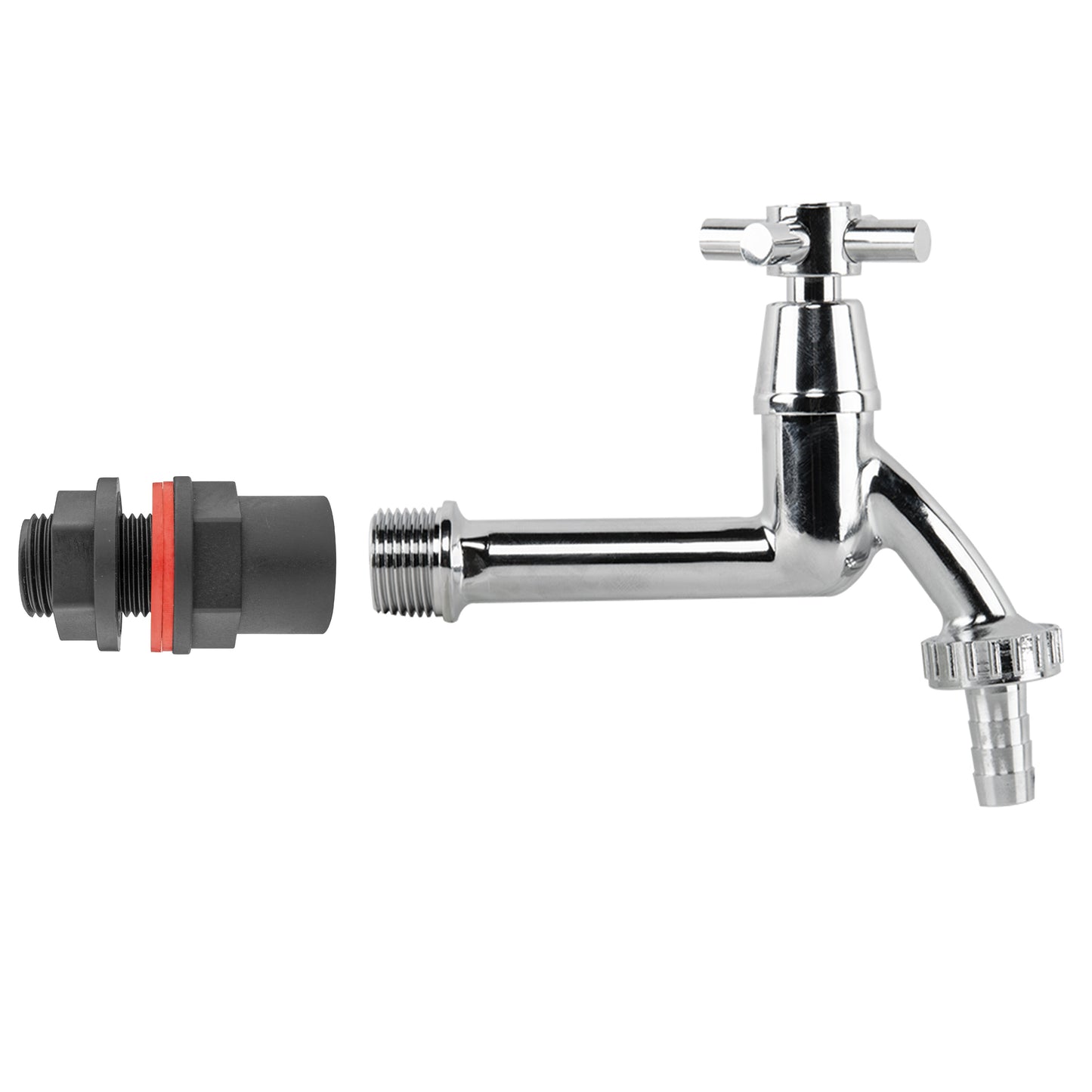 1/2″ Water Butt Set with Extended Chrome-Plated Brass Tap and 1/2″ Hose Tail