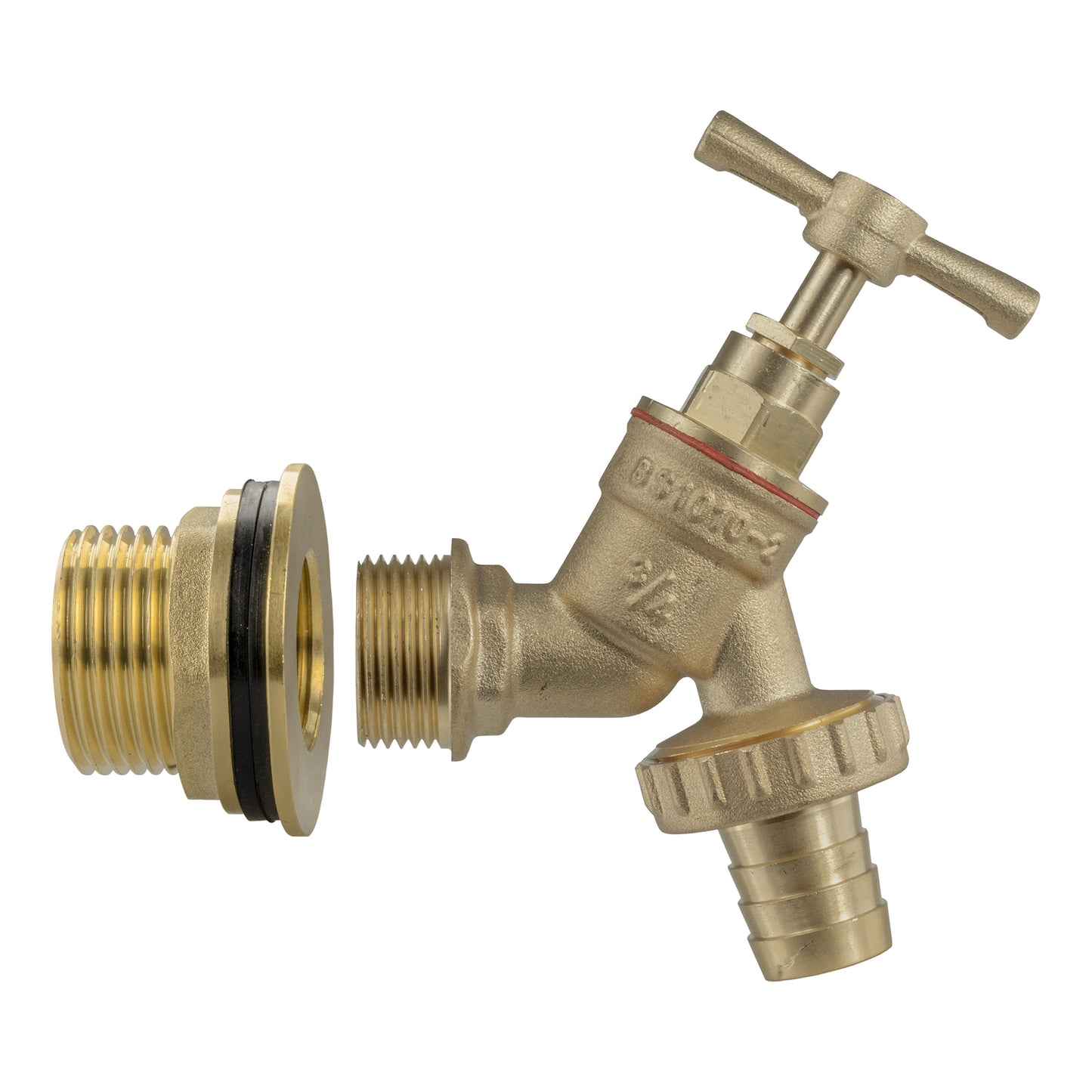 1" Brass Water Butt Set with Barbed Brass Tap & Hole Saw Drill Bit