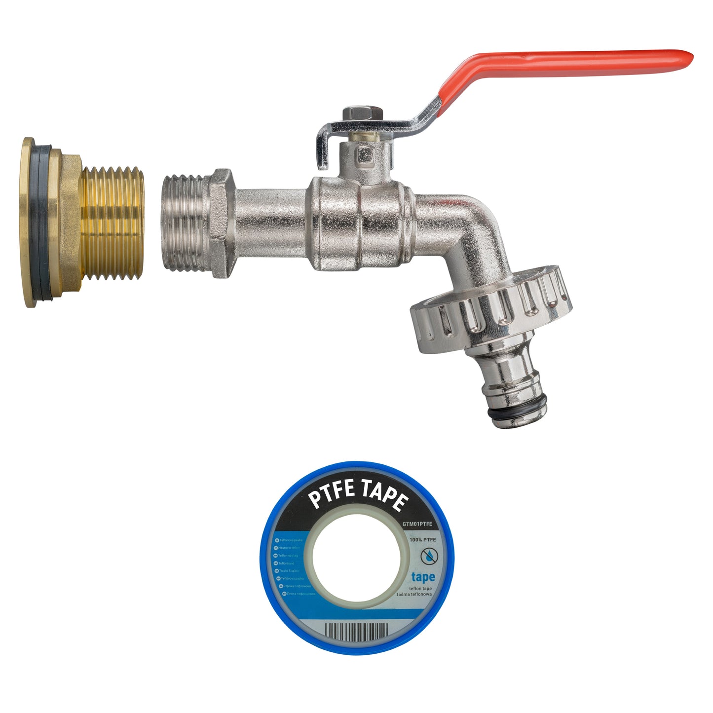 1" Brass Water Butt Set with Lever-Operated Quick Connect Tap & Hole Saw