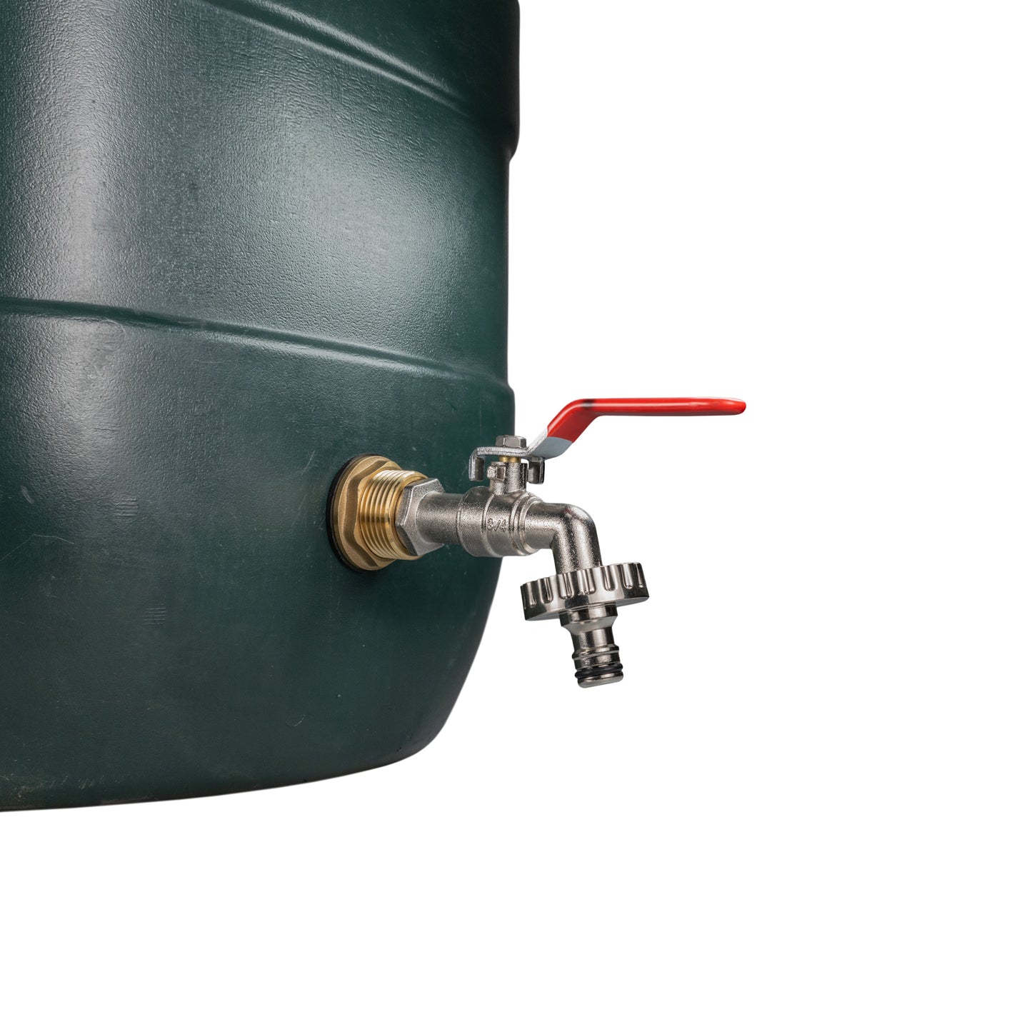 1" Brass Water Butt Set with Lever-Operated Quick Connect Tap & Hole Saw