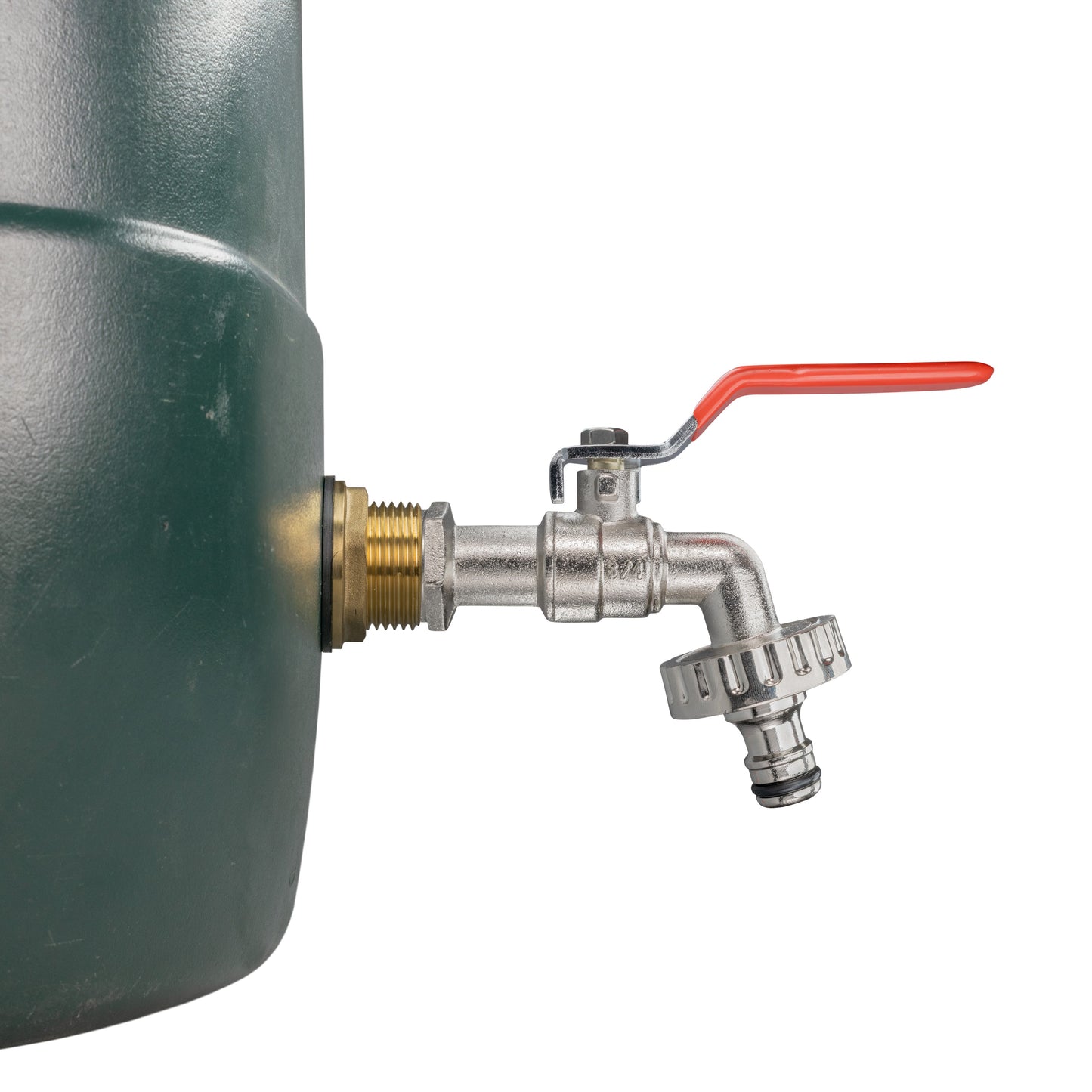 1" Brass Water Butt Set with Lever-Operated Quick Connect Tap & Hole Saw