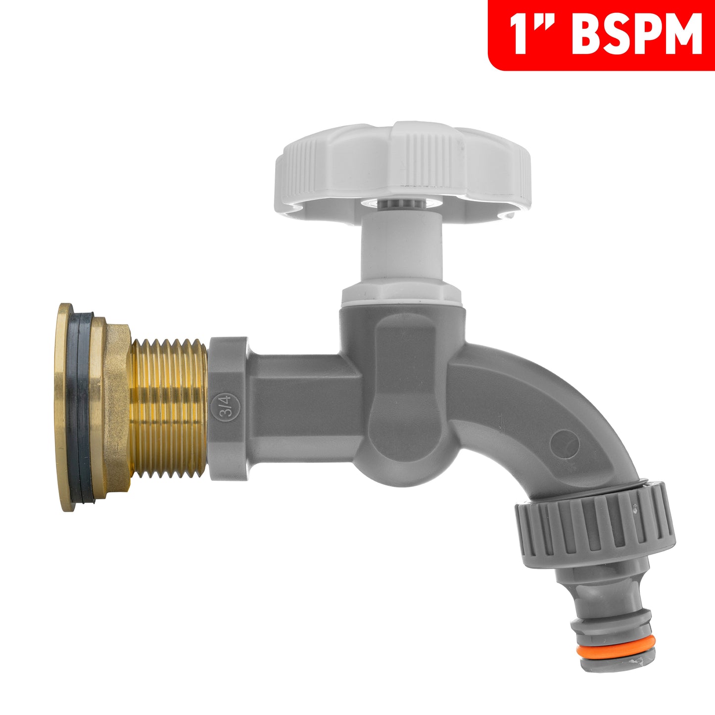 1’’ Water Butt Brass Set with Grey Garden Tap & Hole Saw Cutter