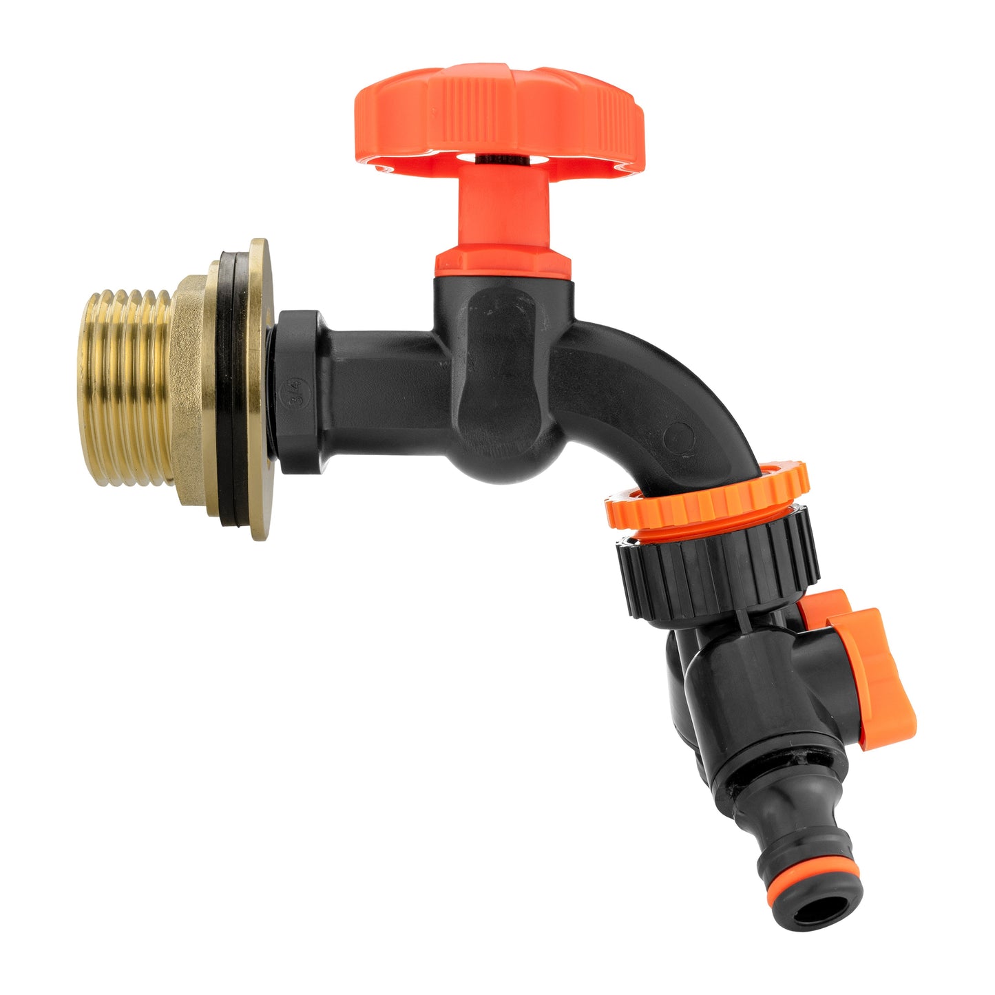 1’’ Water Butt Brass Set with Black Dial Tap, Dual Outlet Splitter & Drill Bit