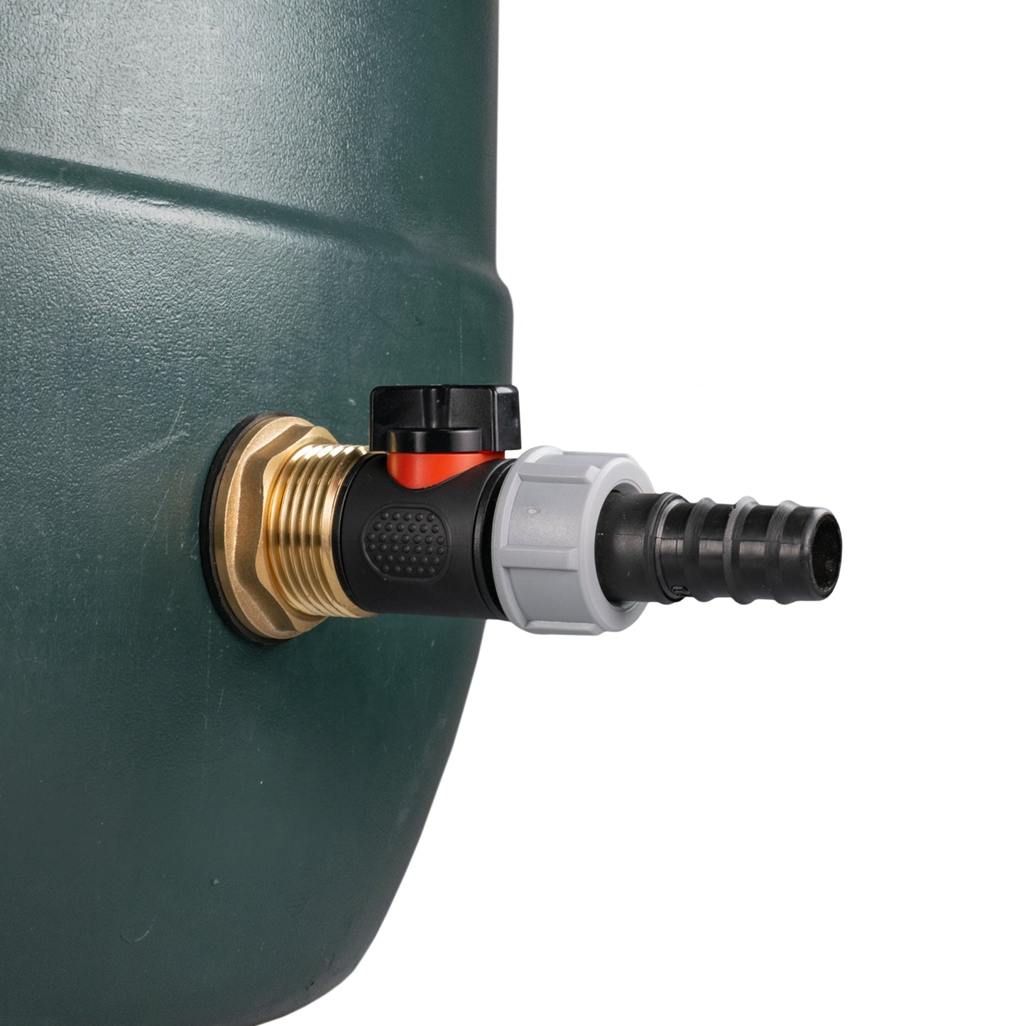 1" Brass Water Butt Set Including Inline Valve & 20mm Barb Connector