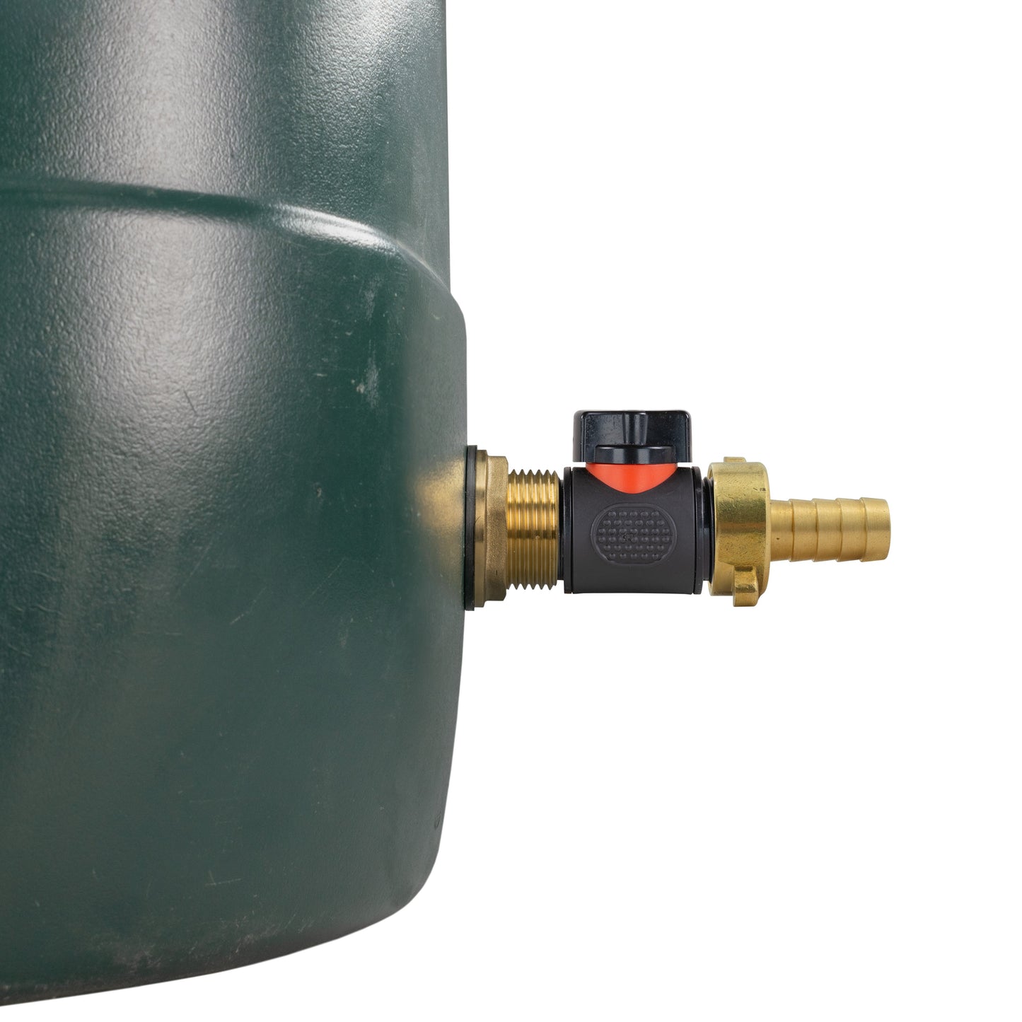 1" Brass Water Butt Set Including Inline Valve & 1/2" Brass Barb Connector