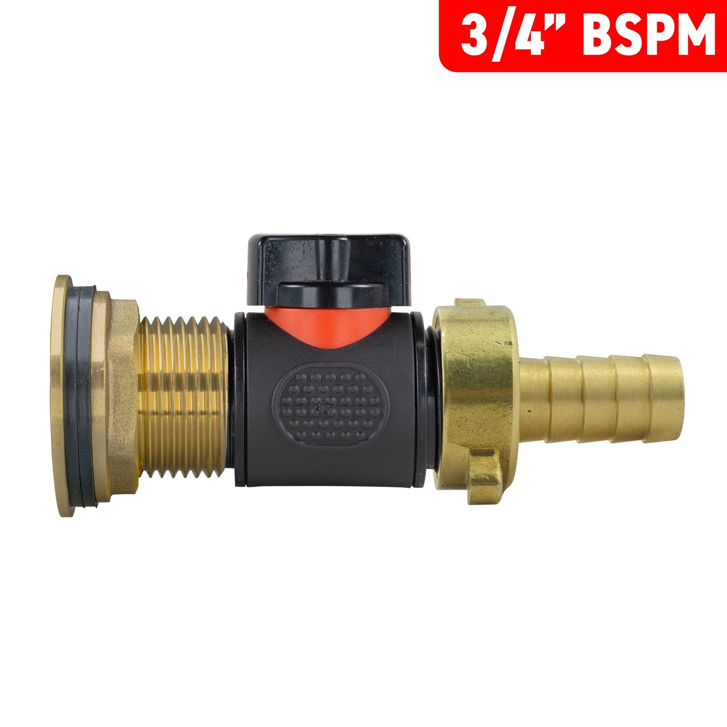 1" Brass Water Butt Set Including Inline Valve & 1/2" Brass Barb Connector