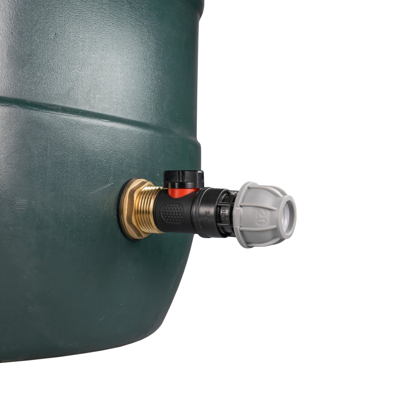 1" Brass Water Butt Set Including In-Line Valve & 20mm MDPE Connector