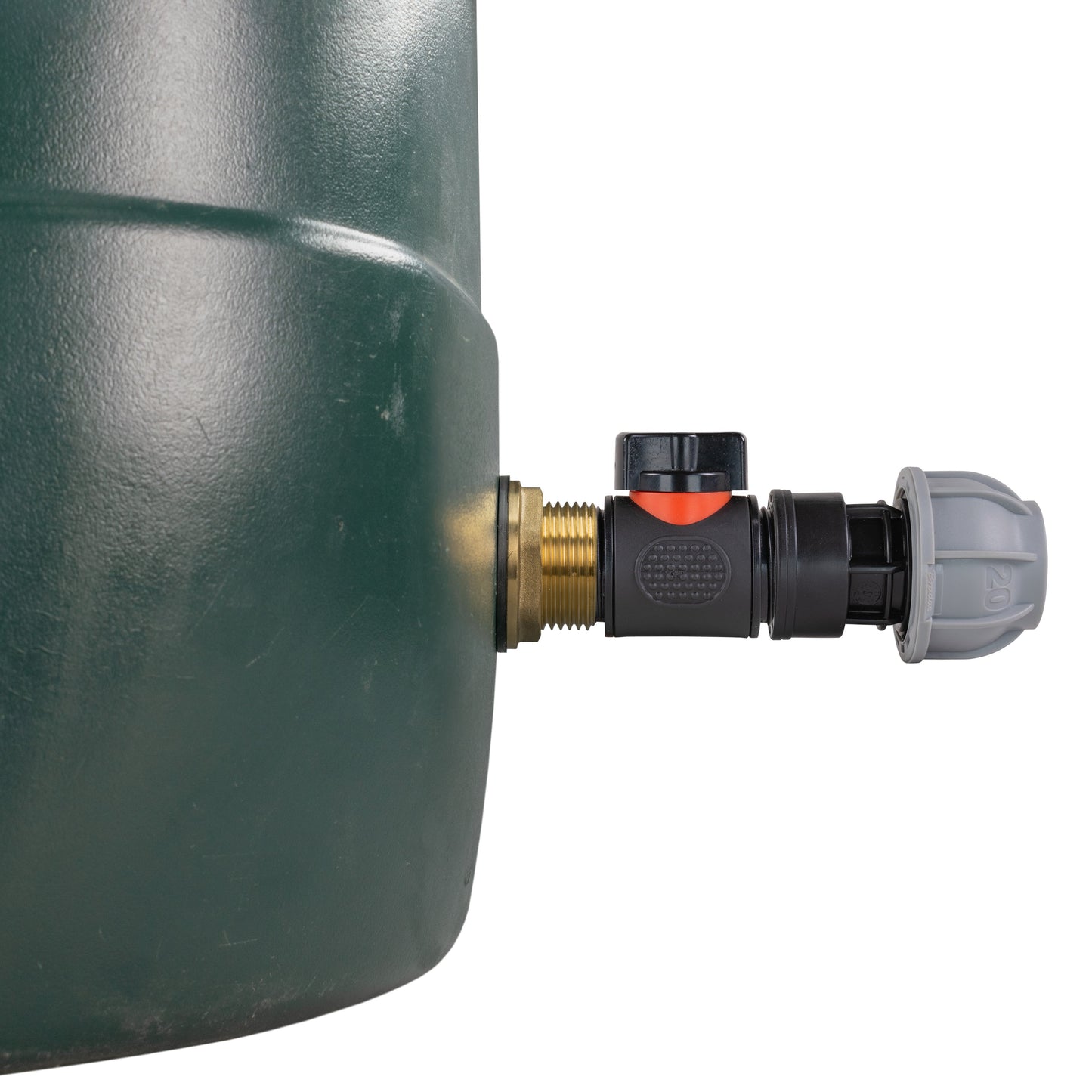 1" Brass Water Butt Set with In-Line Valve, 20mm MDPE Connector and Hole Saw Cutter