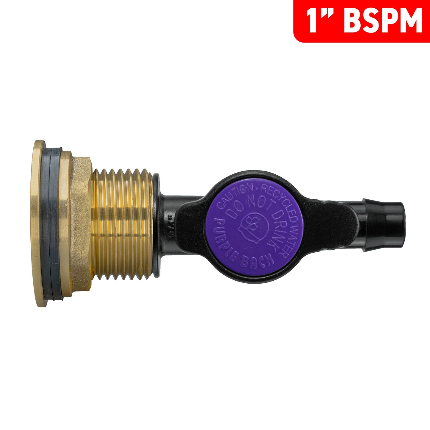1" Brass Water Butt Set Including Inline Valve & 13mm Barb Irrigation Connector