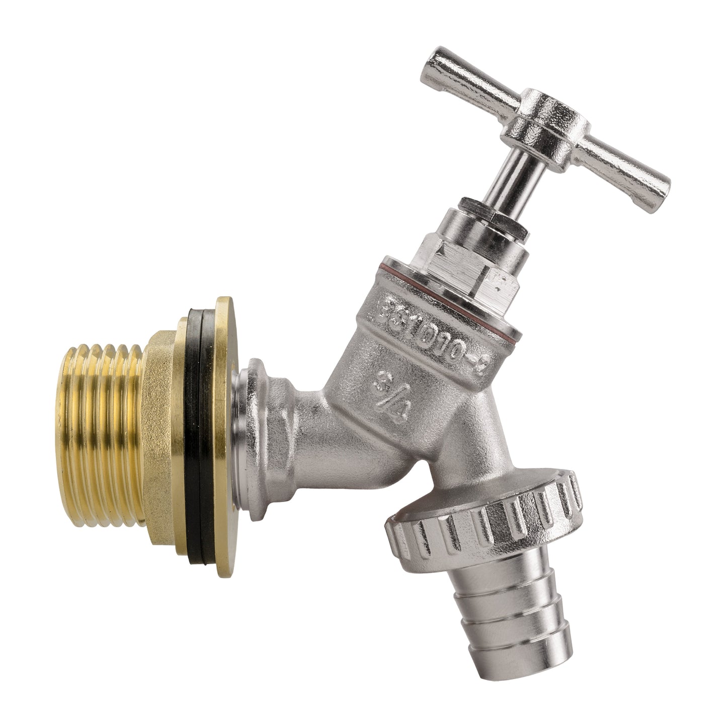 1" Brass Water Butt Set with Nickel-Plated Barbed Hose Tap & Hole Saw