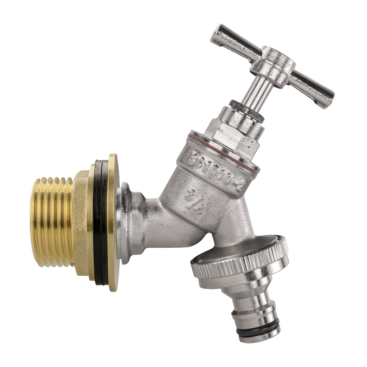 1" Brass Water Butt Set with Quick-Connect Nickel-Plated Tap & Drill Bit