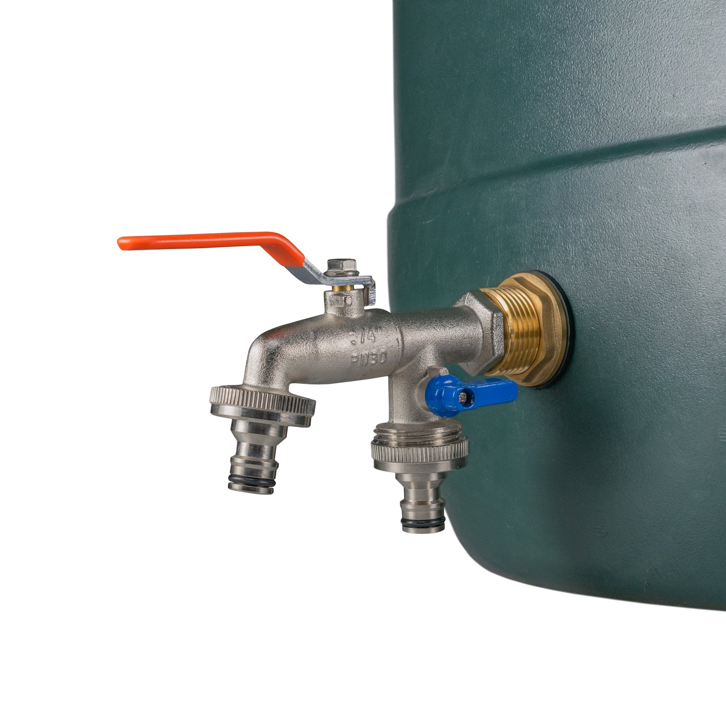 1” Brass Water Butt Set Including Dual Tap with Quick-Connect Fitting