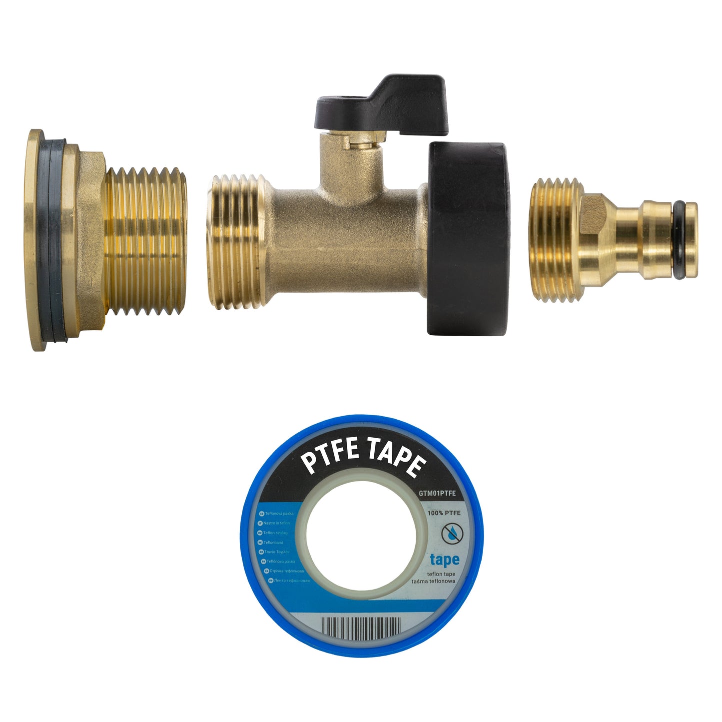 1” Brass Water Butt Set Including Brass Valve with Quick-Connect Fitting