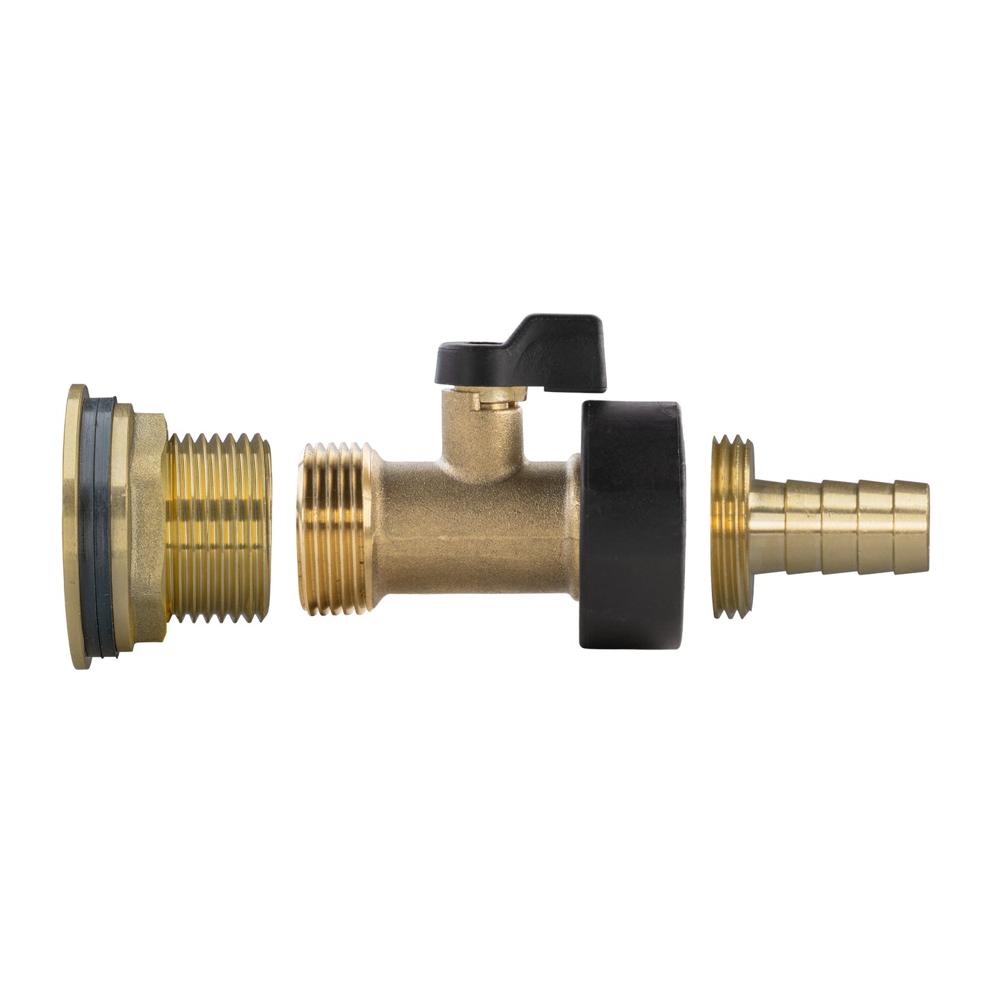 1" Brass Water Butt Set with Brass Tap, 13mm Hose Barb & Drill Bit