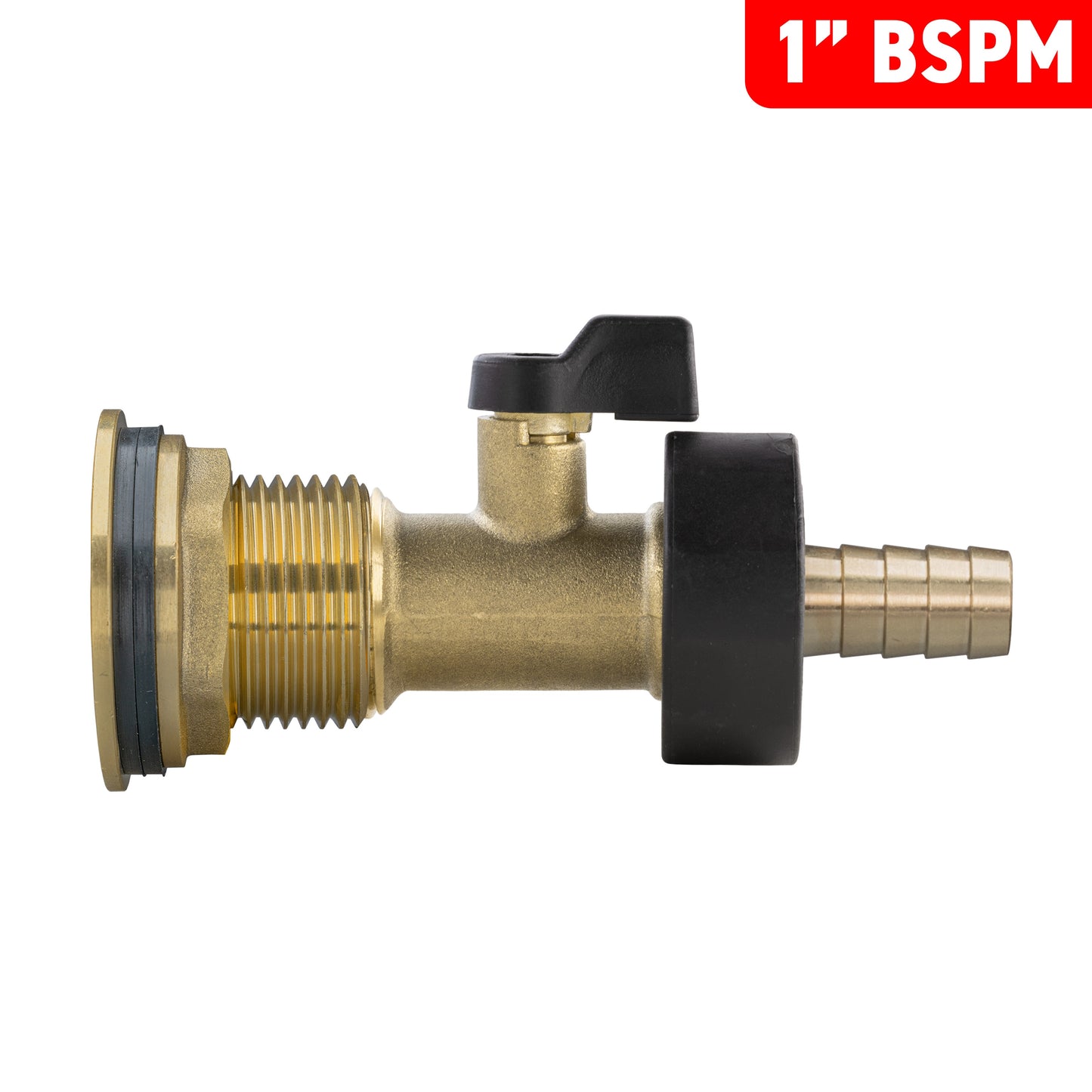 1" Brass Water Butt Set with Brass Tap, 13mm Hose Barb & Drill Bit