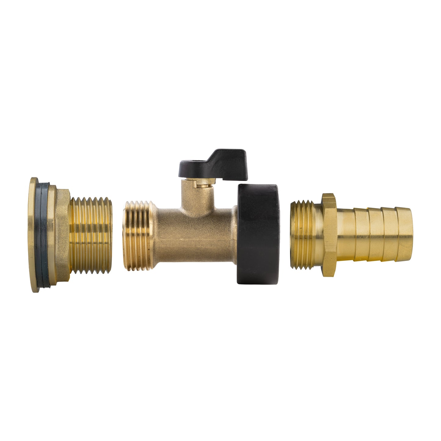 1" Brass Water Butt Set with Brass Tap, 19mm Hose Barb & Drill Bit