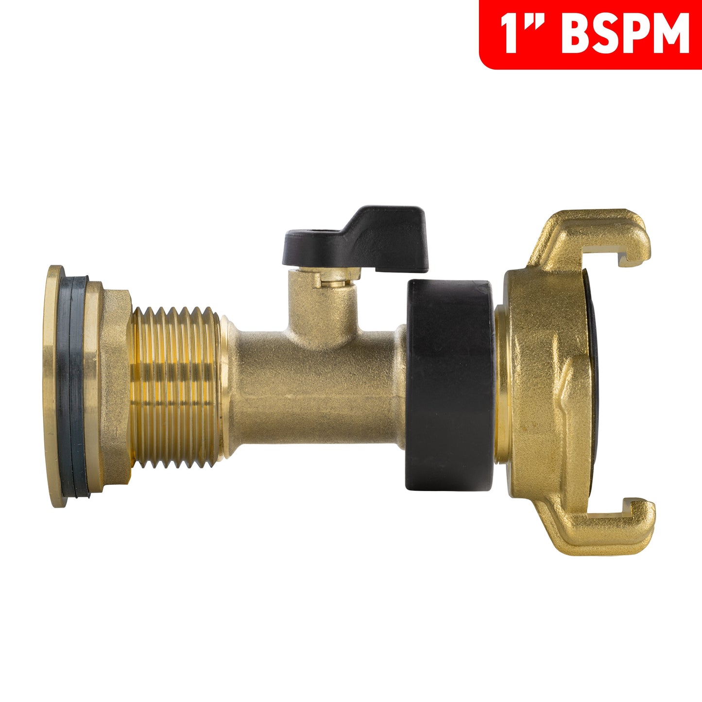 1" Brass Water Butt Set with Brass Tap, Geka Connector & Drill Bit