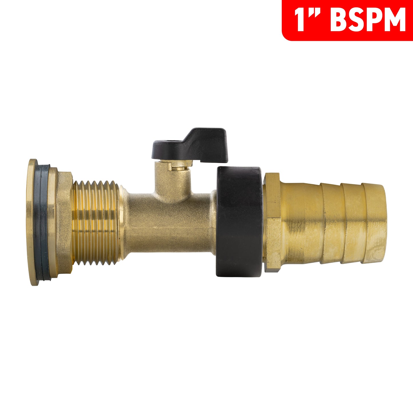 1" Brass Water Butt Set with 25mm Hose Barb, Brass Tap & Drill Bit