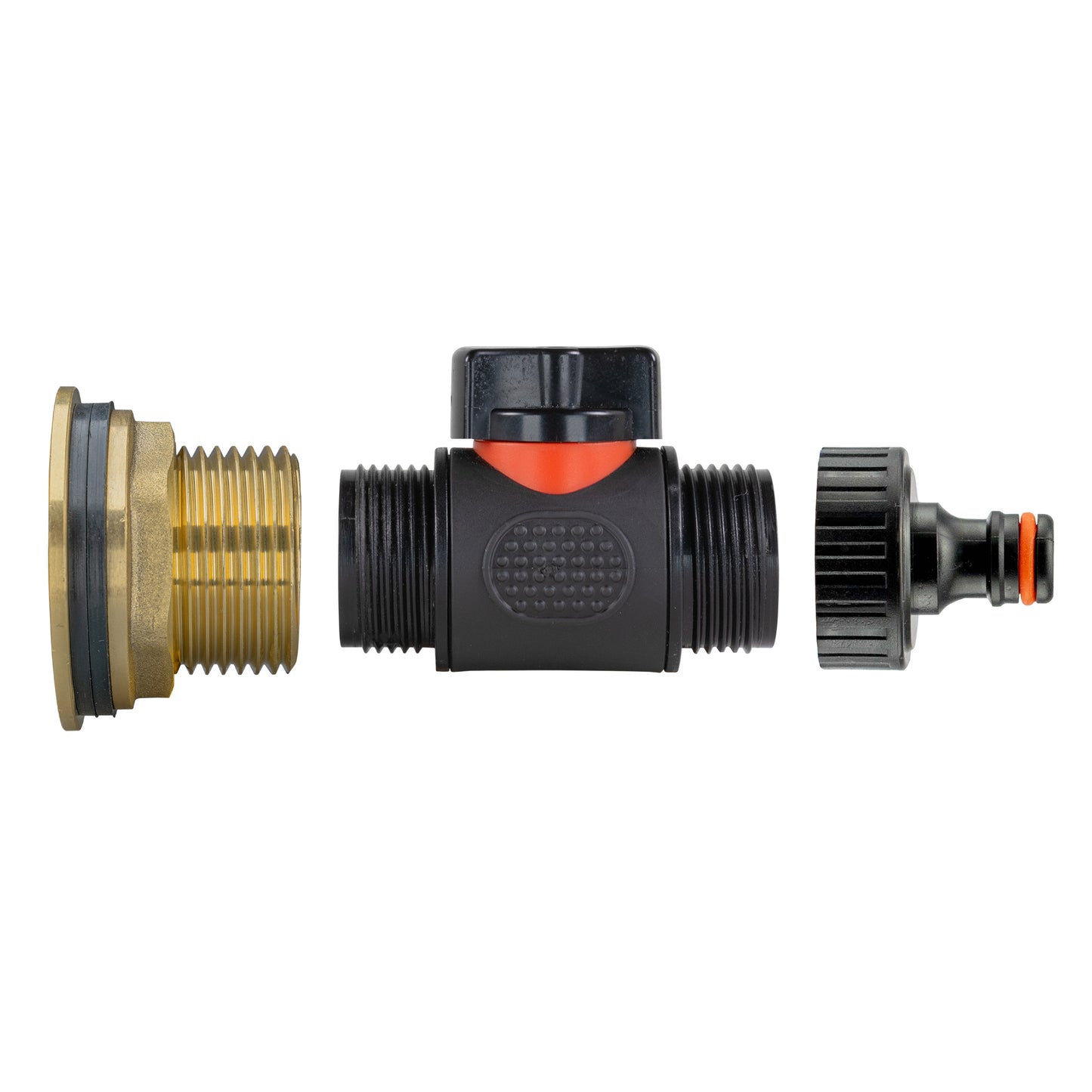 1" Brass Water Butt Set with In-Line Tap, Quick-Connect Fitting & Drill Bit