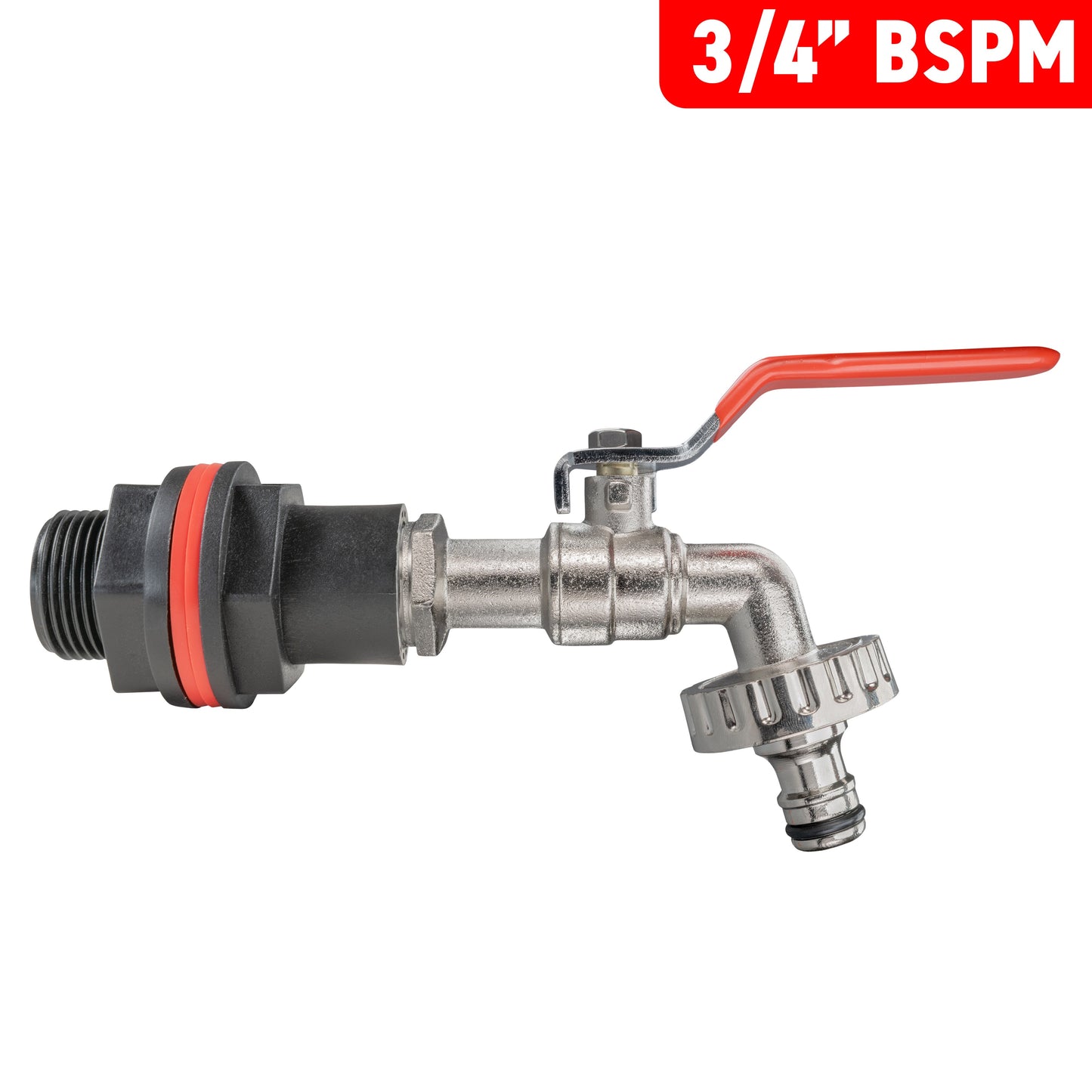 3/4" Water Butt Fitting Set with Quick-Connect Lever Tap & Drill Bit
