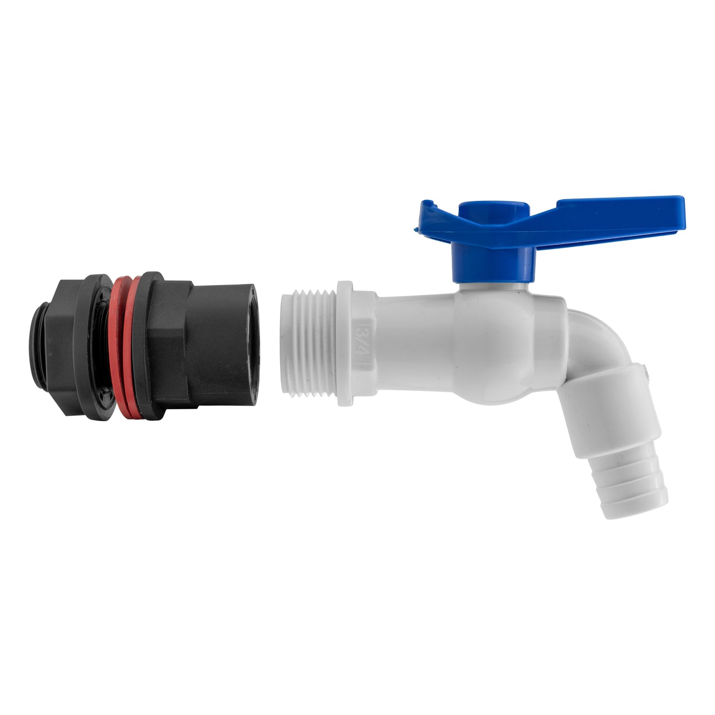 3/4" Water Butt Fitting Set with White PVC Tap and Drill Bit