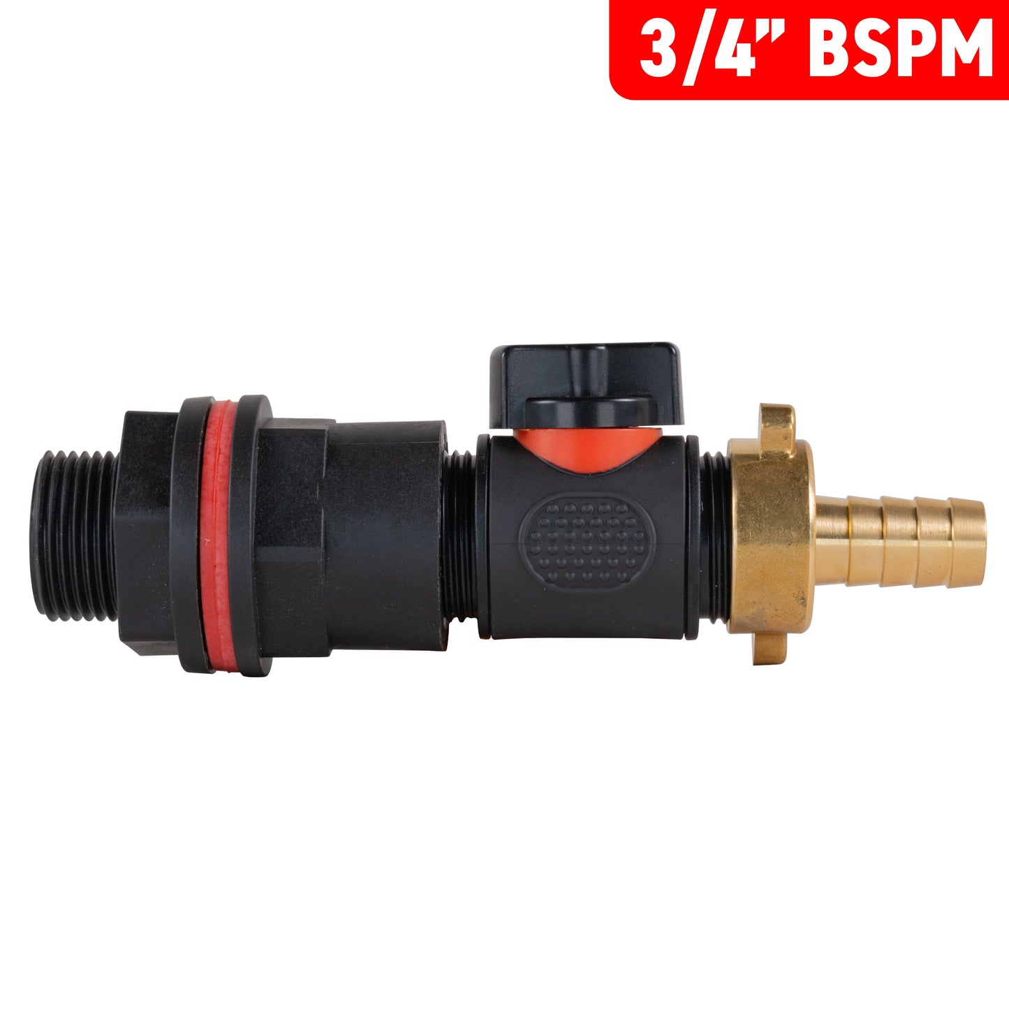 ¾" Water Butt Set with In-Line Valve and 13mm Brass Barbed Outlet