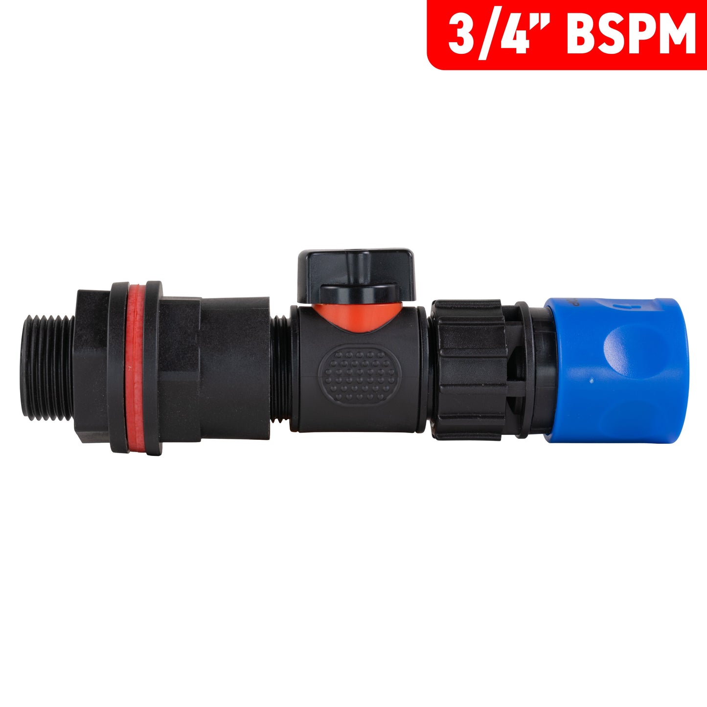 3/4” Water Butt Set Complete with In-Line Valve & Blue Female Quick-Connect Fitting