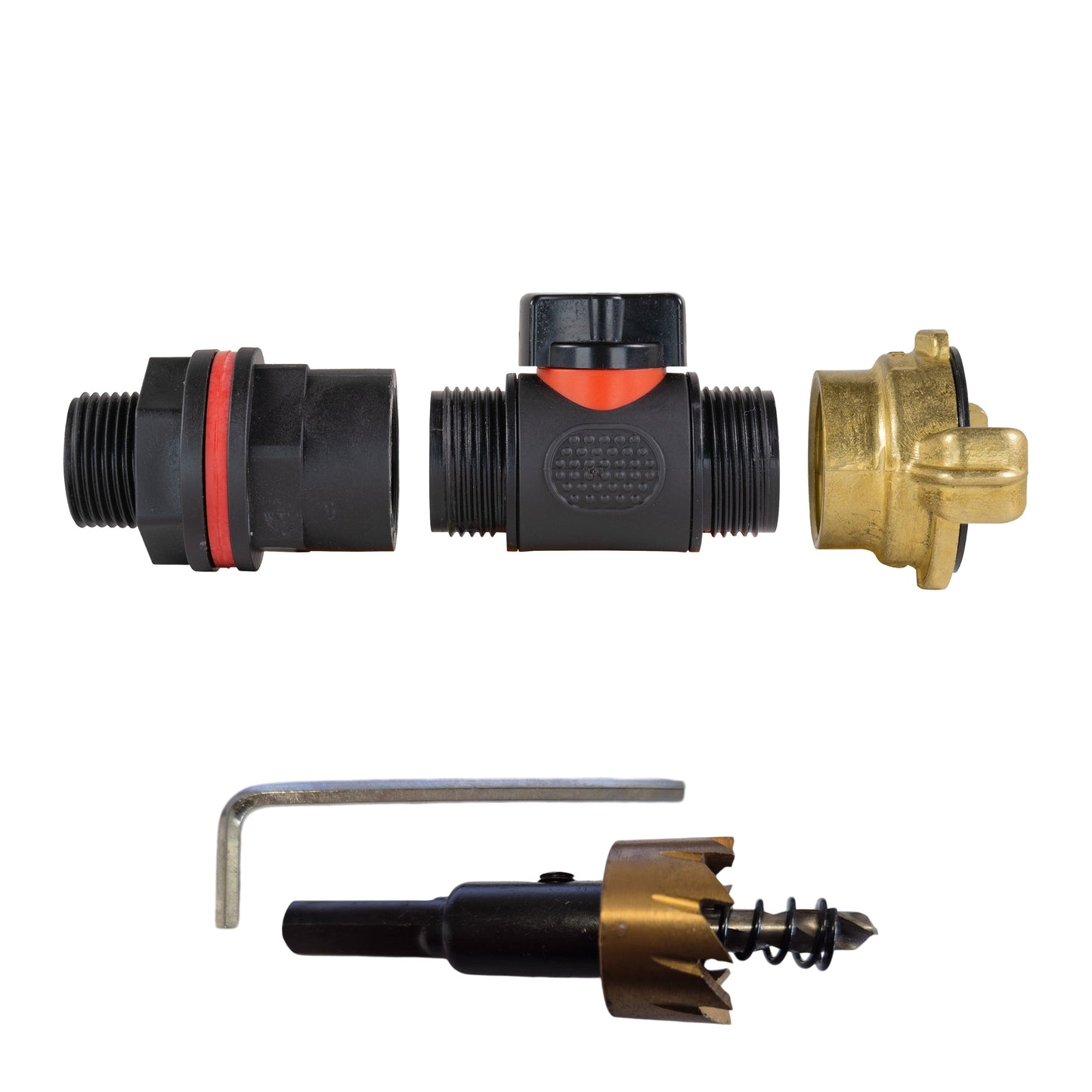 3/4" Water Butt Connection Kit with In-Line Valve, Geka Coupling & Drill Bit