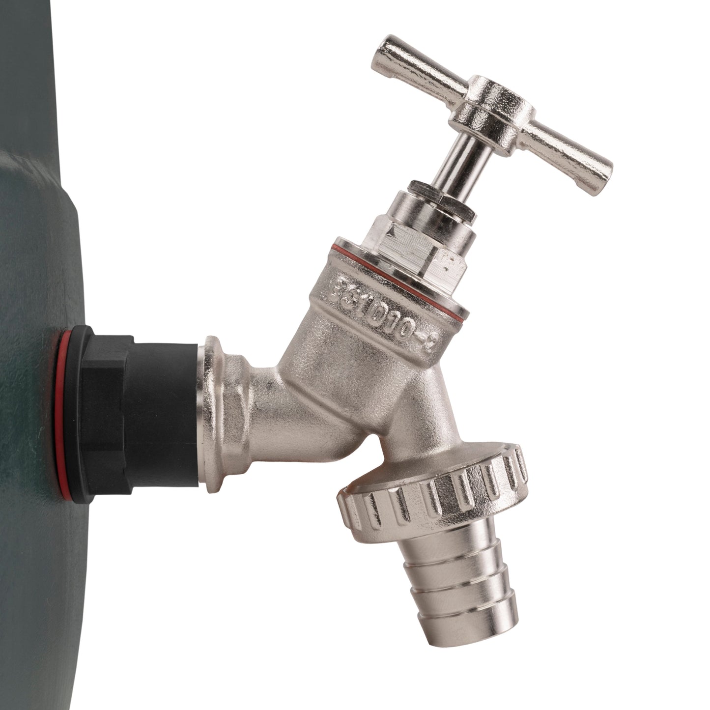 ¾’’ Water Butt Connection Set with Nickel-Plated Hose Barb Tap and Drill Bit