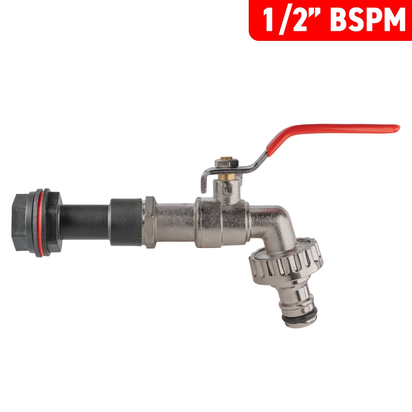 1/2’’ Water Butt Extension Set with Lever Tap and Snap-On Hose Connector + Drill Bit