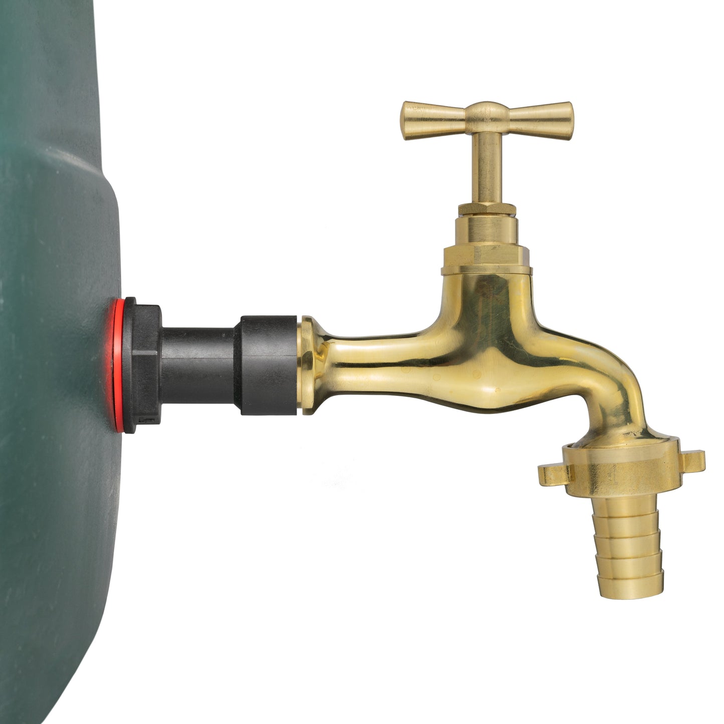 1/2’’ Water Butt Fitting Set with 15mm Polished Brass Hose Barb Tap & Hole Cutter
