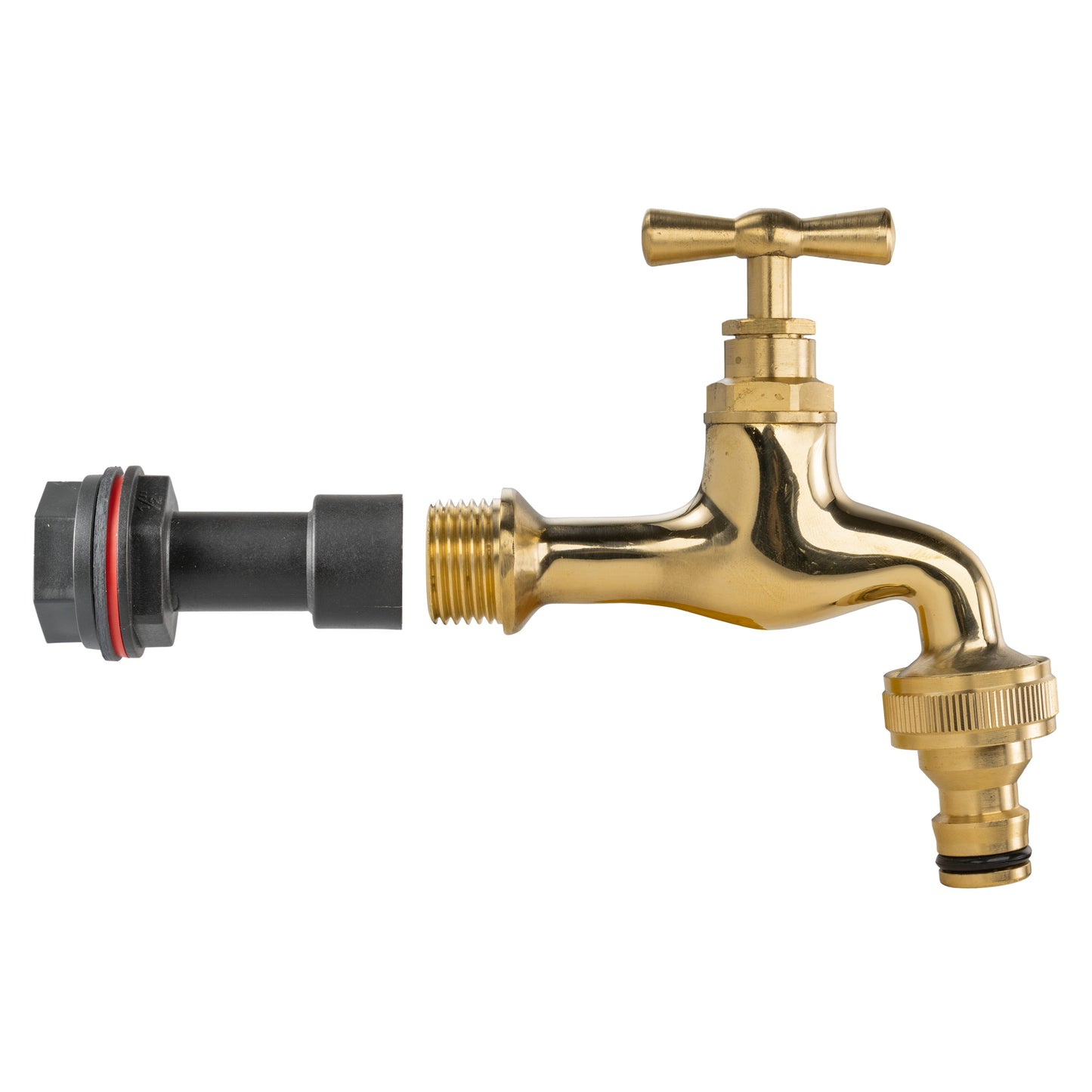 1/2’’ Water Butt Fitting Set with Polished Brass Snap-On Tap & Hole Cutter