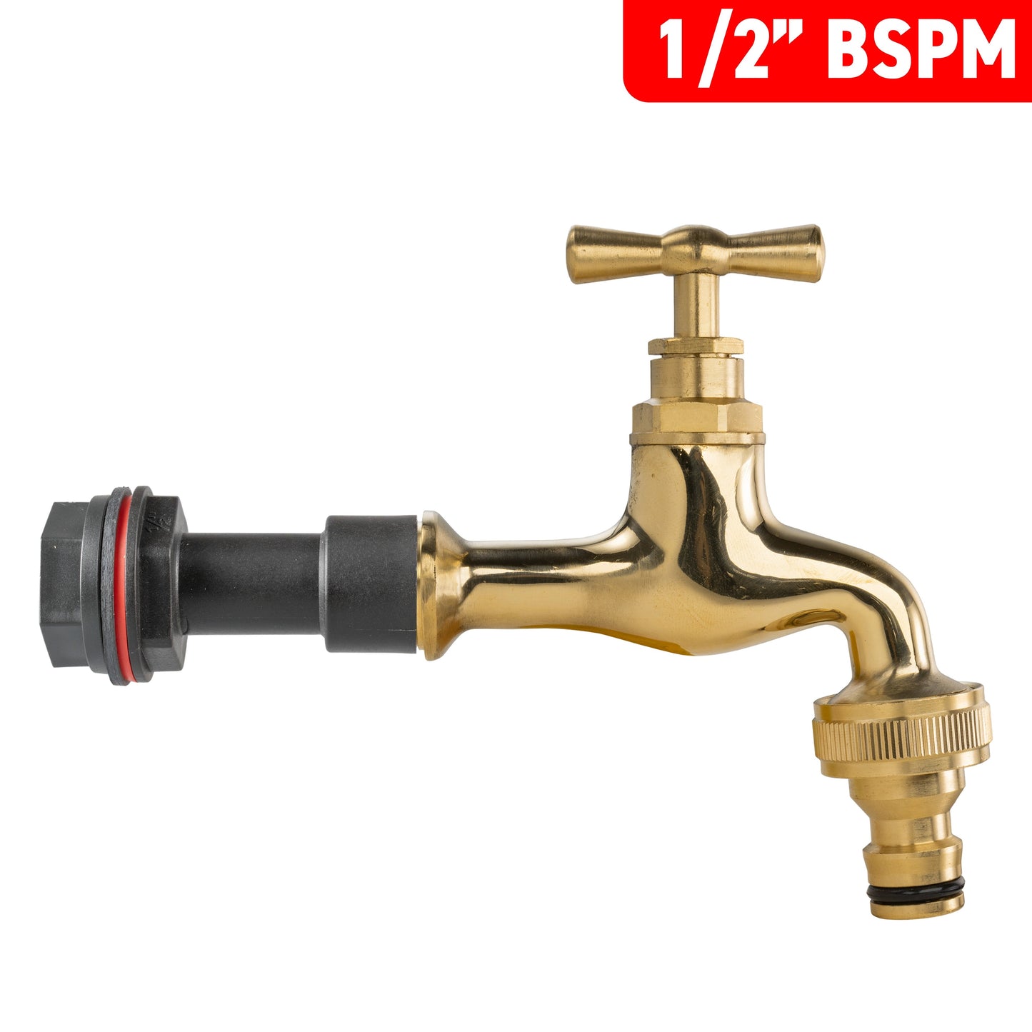 1/2’’ Water Butt Fitting Set with Polished Brass Snap-On Tap & Hole Cutter