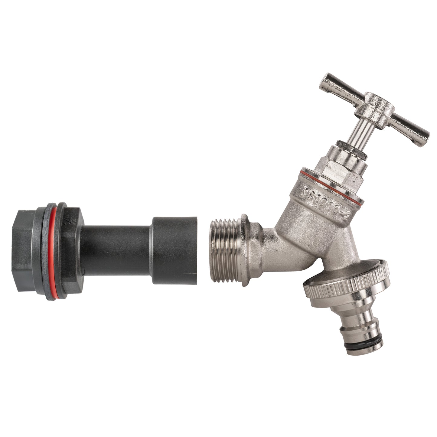 1/2’’ Water Butt Fitting Set with Snap-On Nickel-Plated Tap & Drill Bit